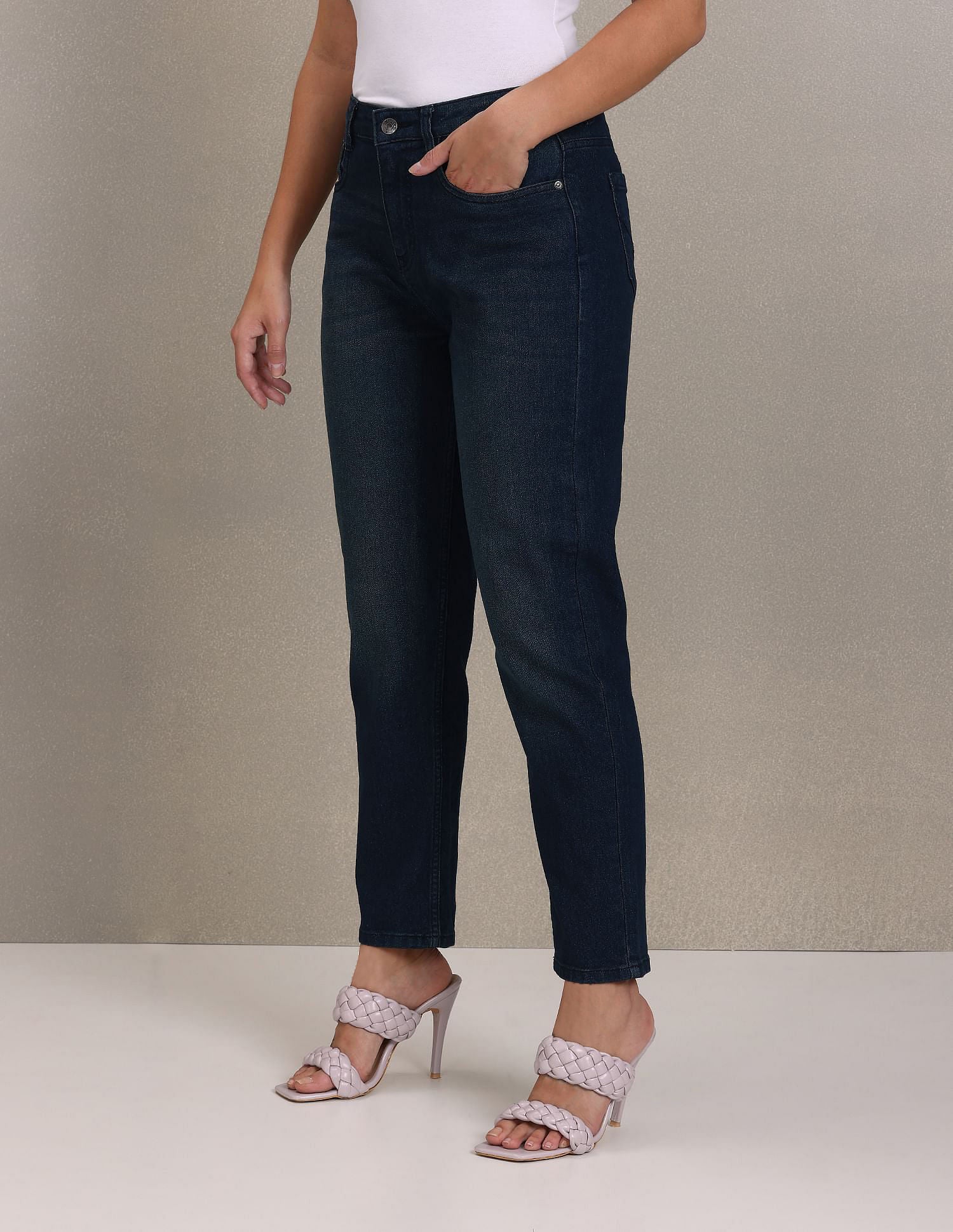 Stone Wash Mom Fit Jeans Dark Blue - U.S. Polo Assn. India | Large
