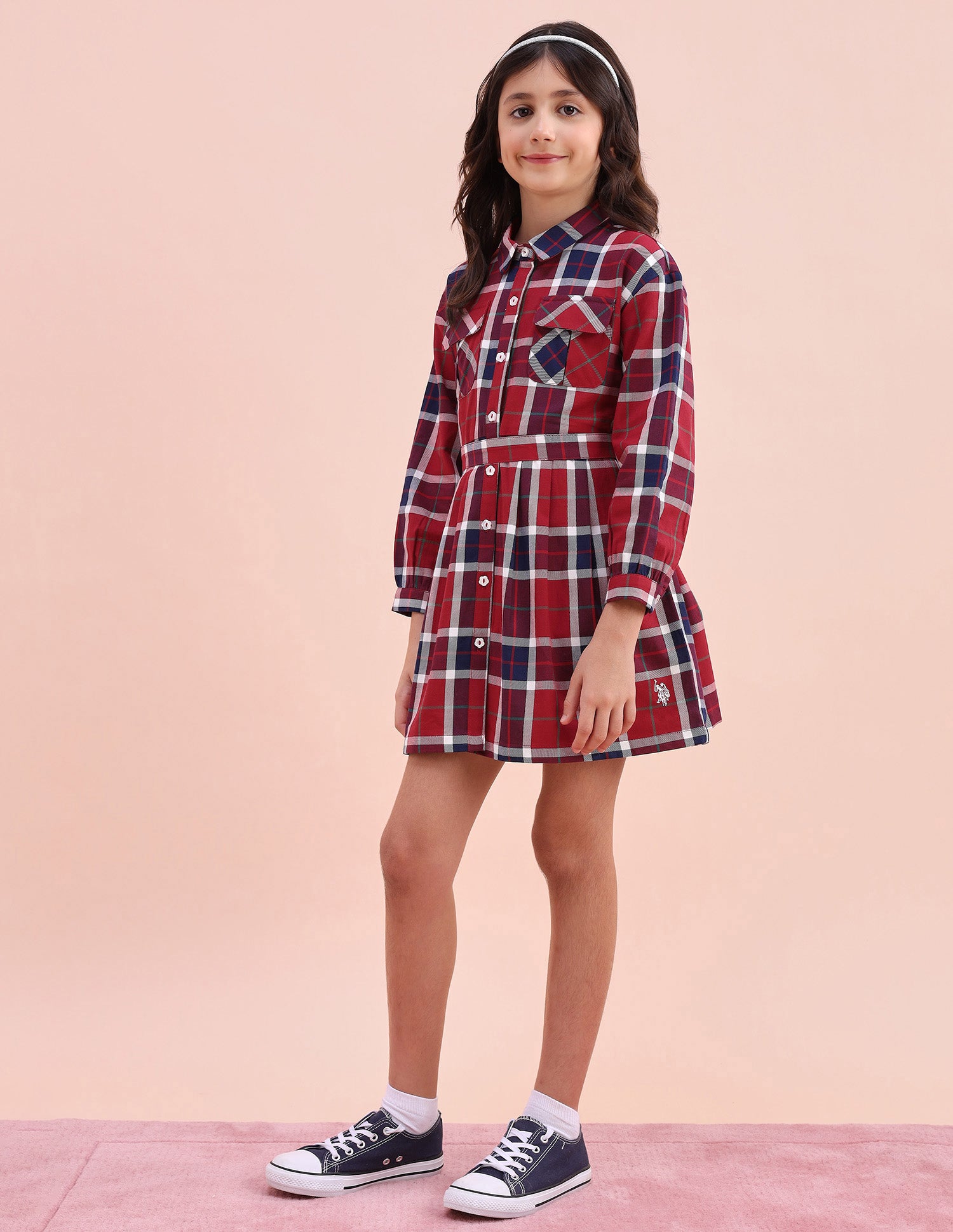 Girls Checked Shirt Dress Multicolour - U.S. POLO ASSN. | Large