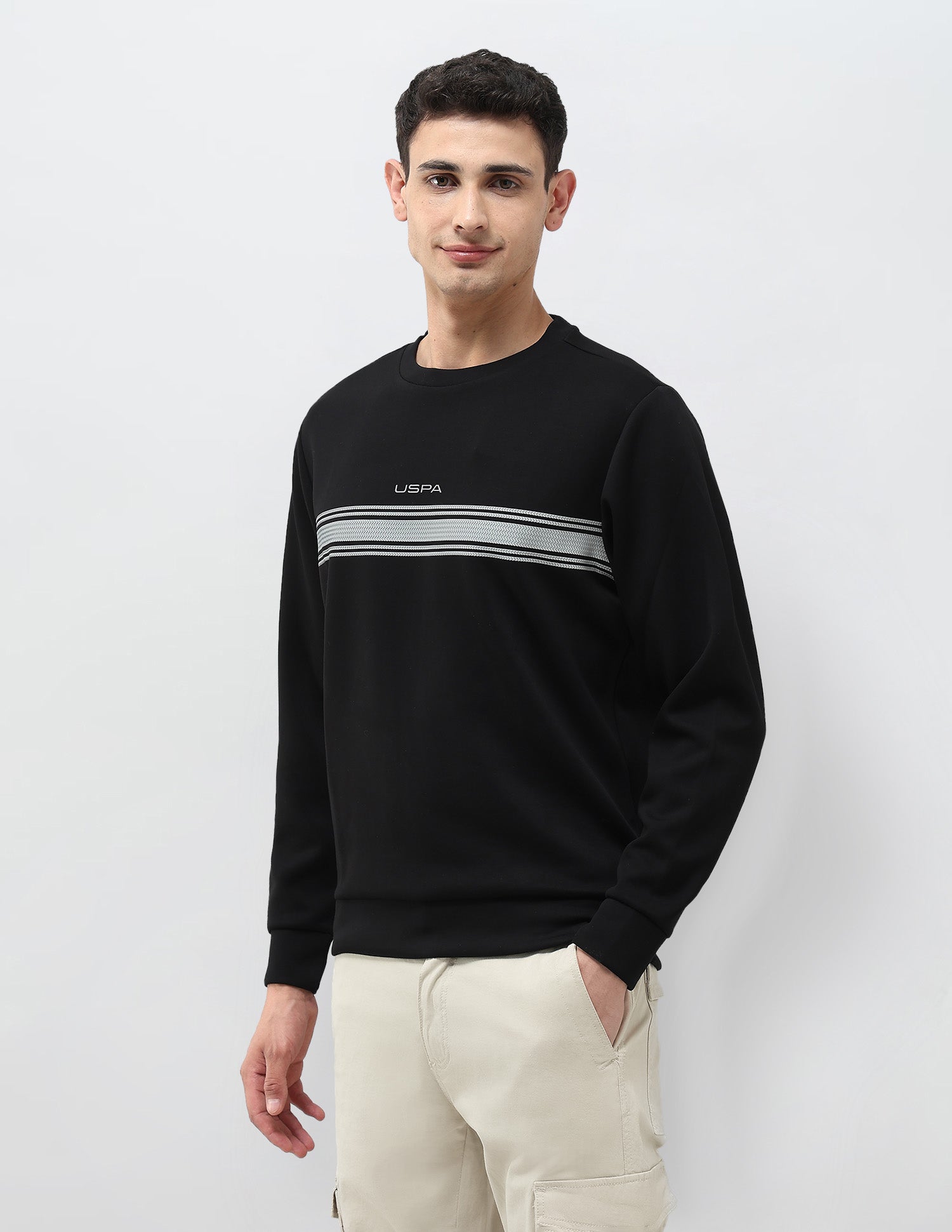 Horizontal Striped Regular Fit Sweatshirt Black - U.S. POLO ASSN. | Large