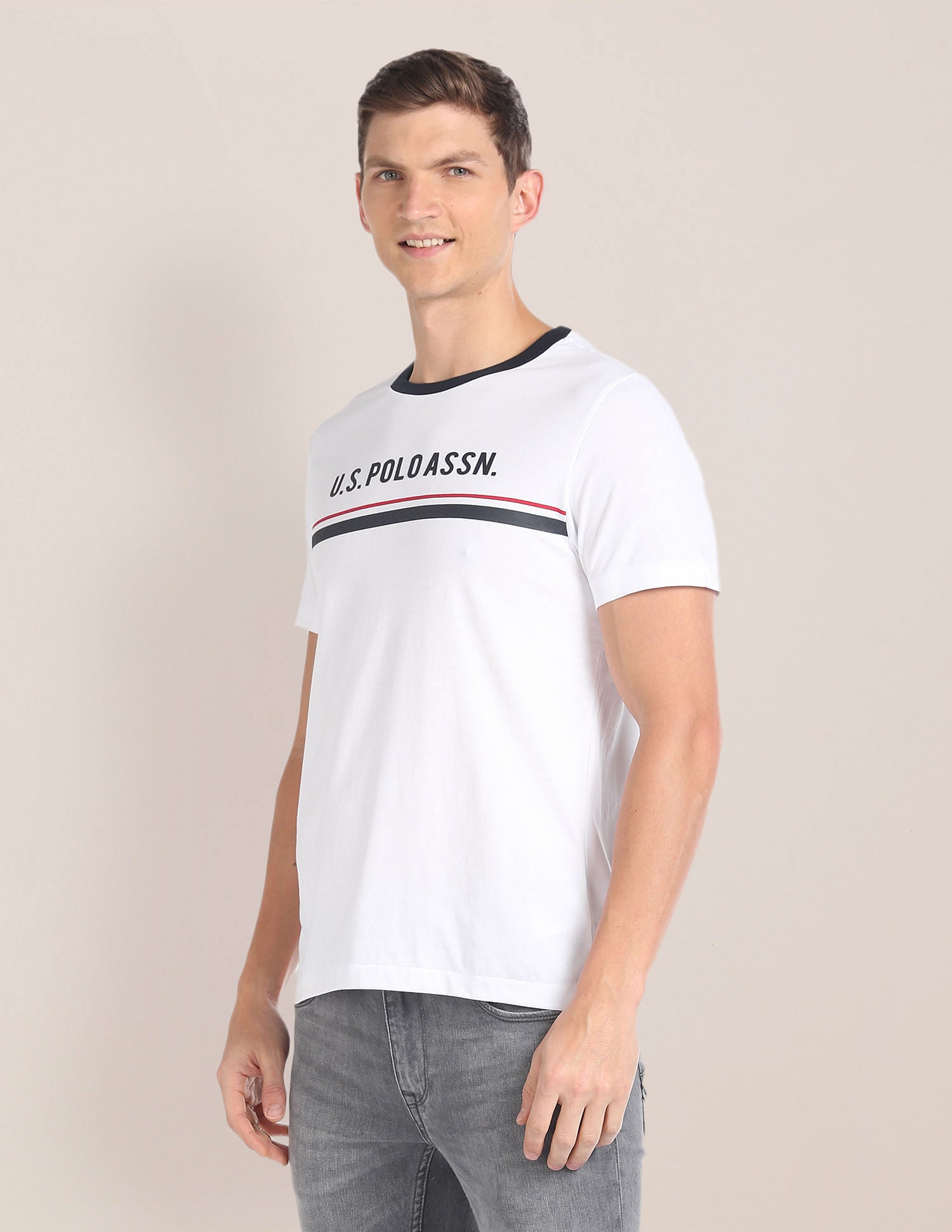 Crew Neck Graphic Print T-Shirt White - U.S. POLO ASSN. | Large