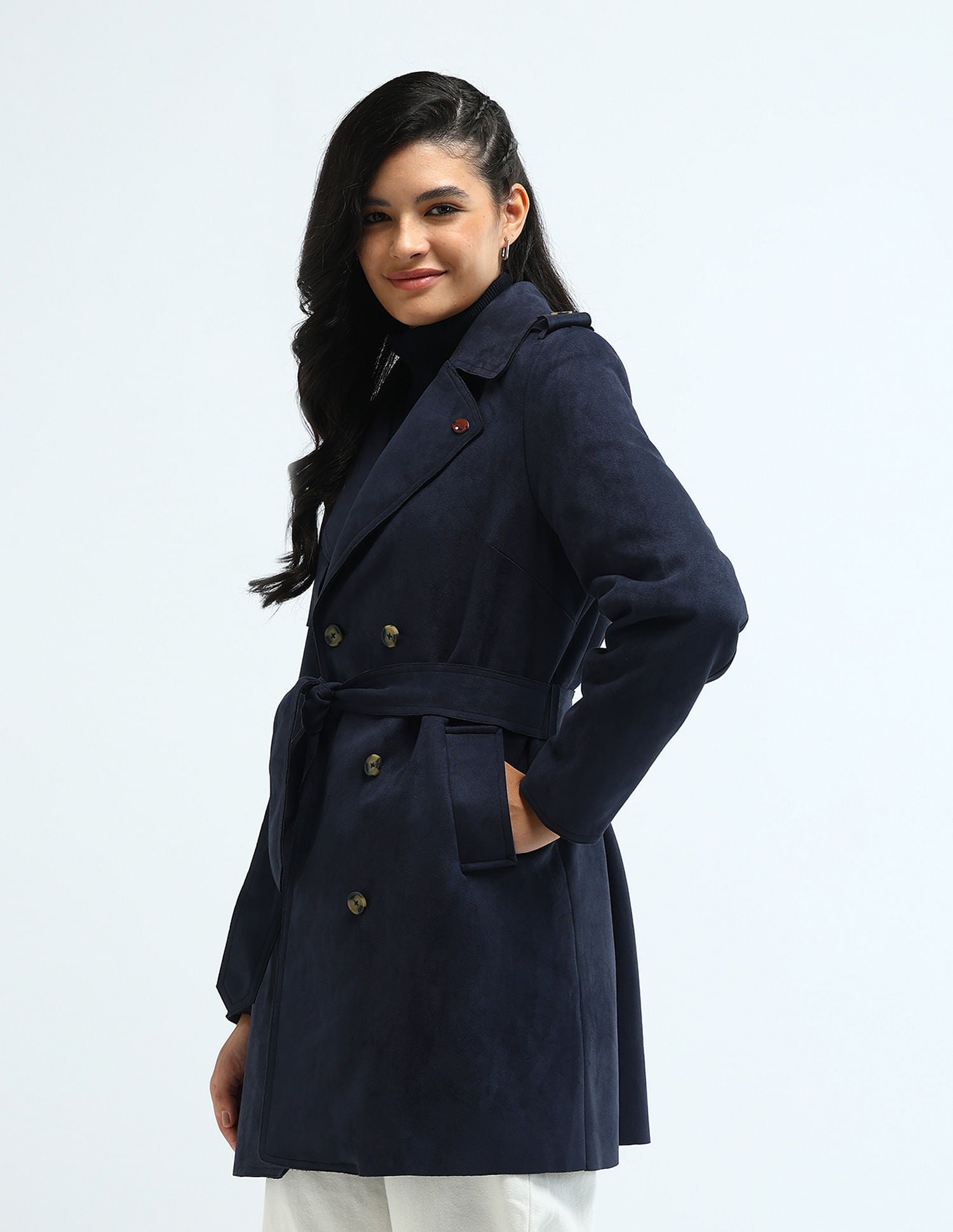 Longline Lapel Collar Jacket Navy - U.S. Polo Assn. India | Large