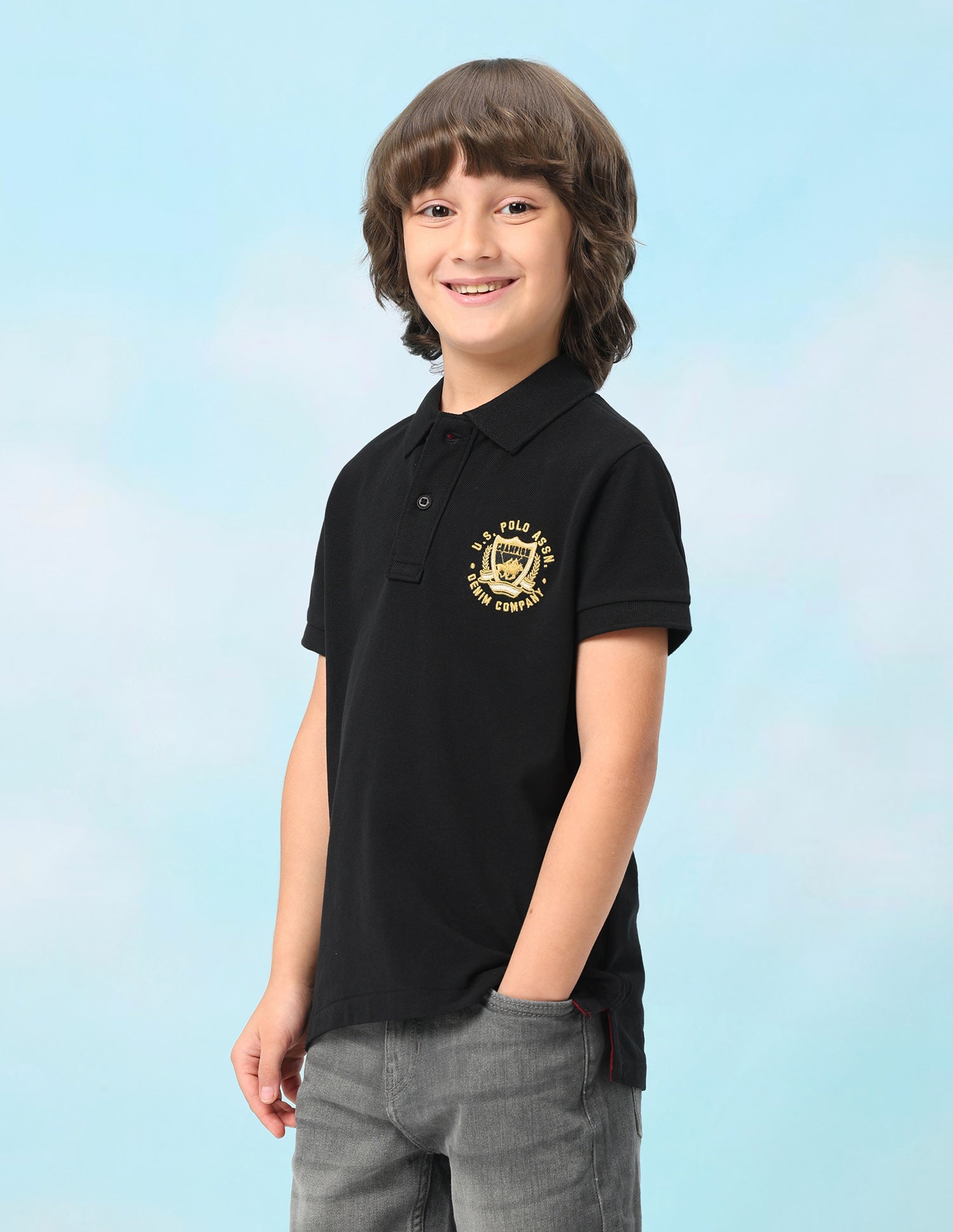 Solid Regular Fit Polo Shirt Black - U.S. Polo Assn. India | Large