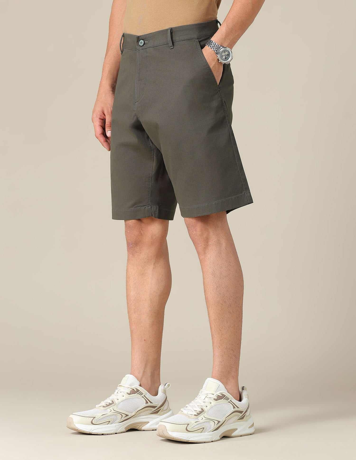 Solid Slim Fit Shorts Dark Olive - U.S. POLO ASSN. | Large