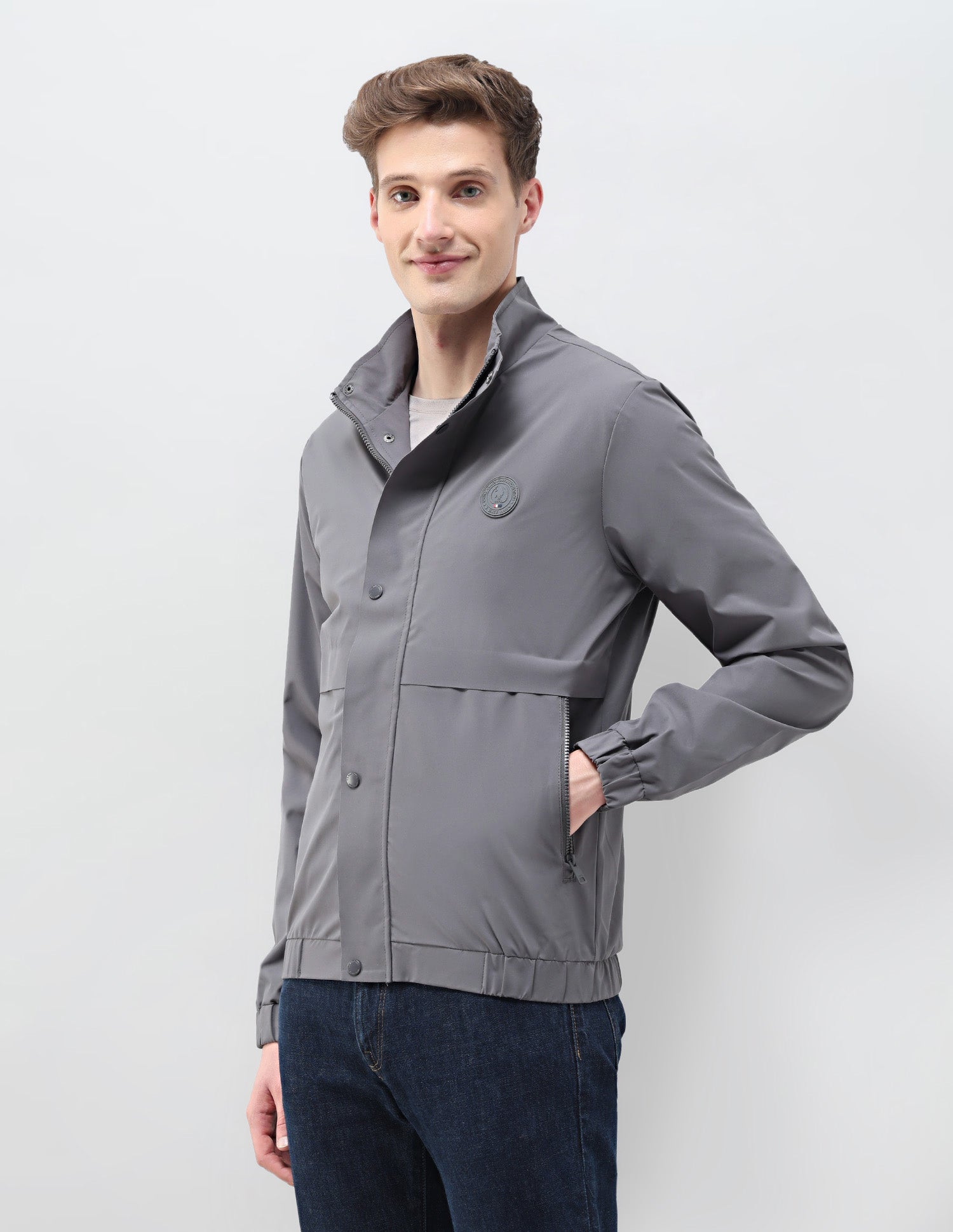 Solid Pattern Windcheater Jacket Grey - U.S. Polo Assn. India | Large