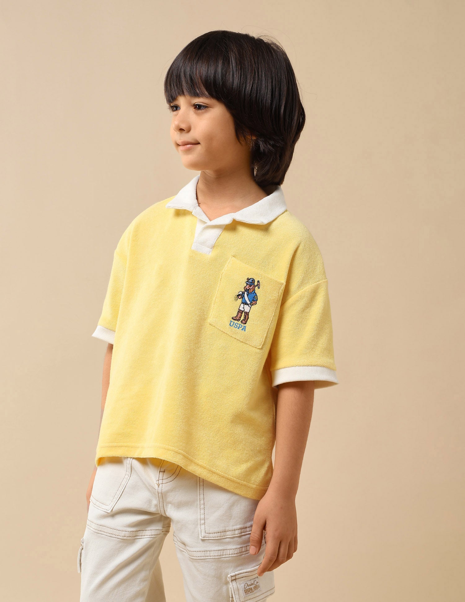 Boys Solid Boxy Fit Polo Shirt Yellow - U.S. POLO ASSN. | Large