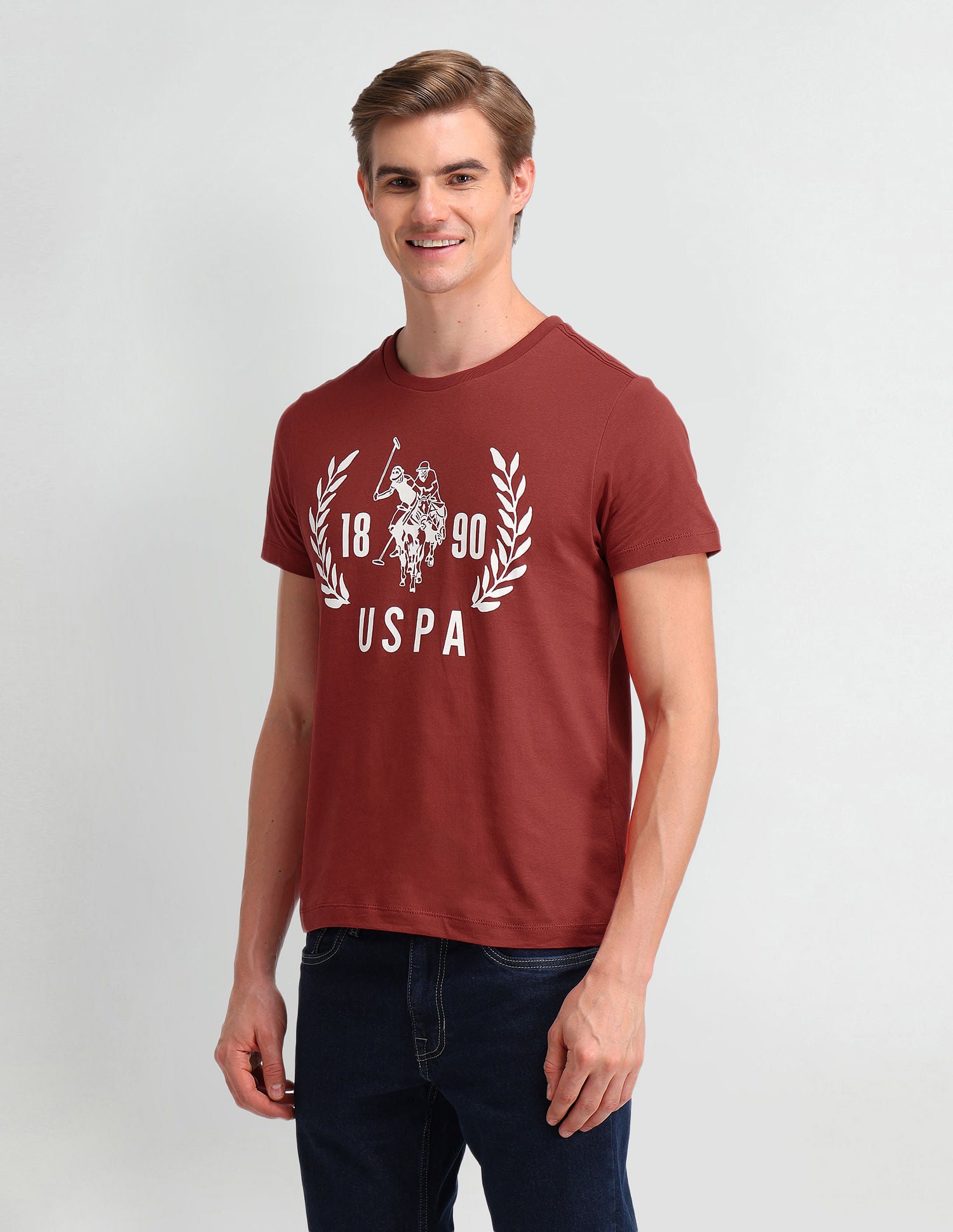 Brand Printed Muscle Fit T-Shirt Rust - U.S. Polo Assn. India | Large