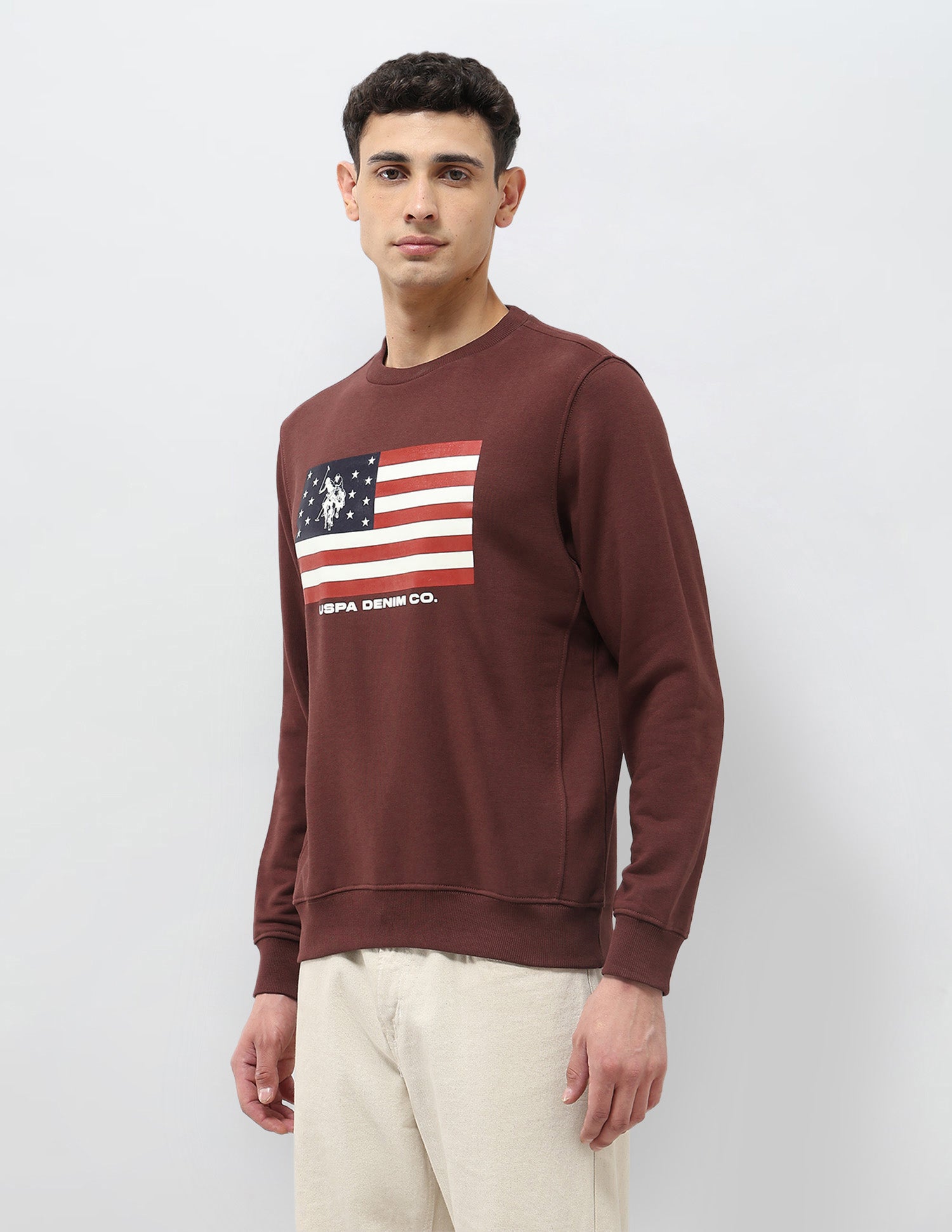 Graphic Printed Regular Fit Sweatshirt Maroon - U.S. POLO ASSN. | Large