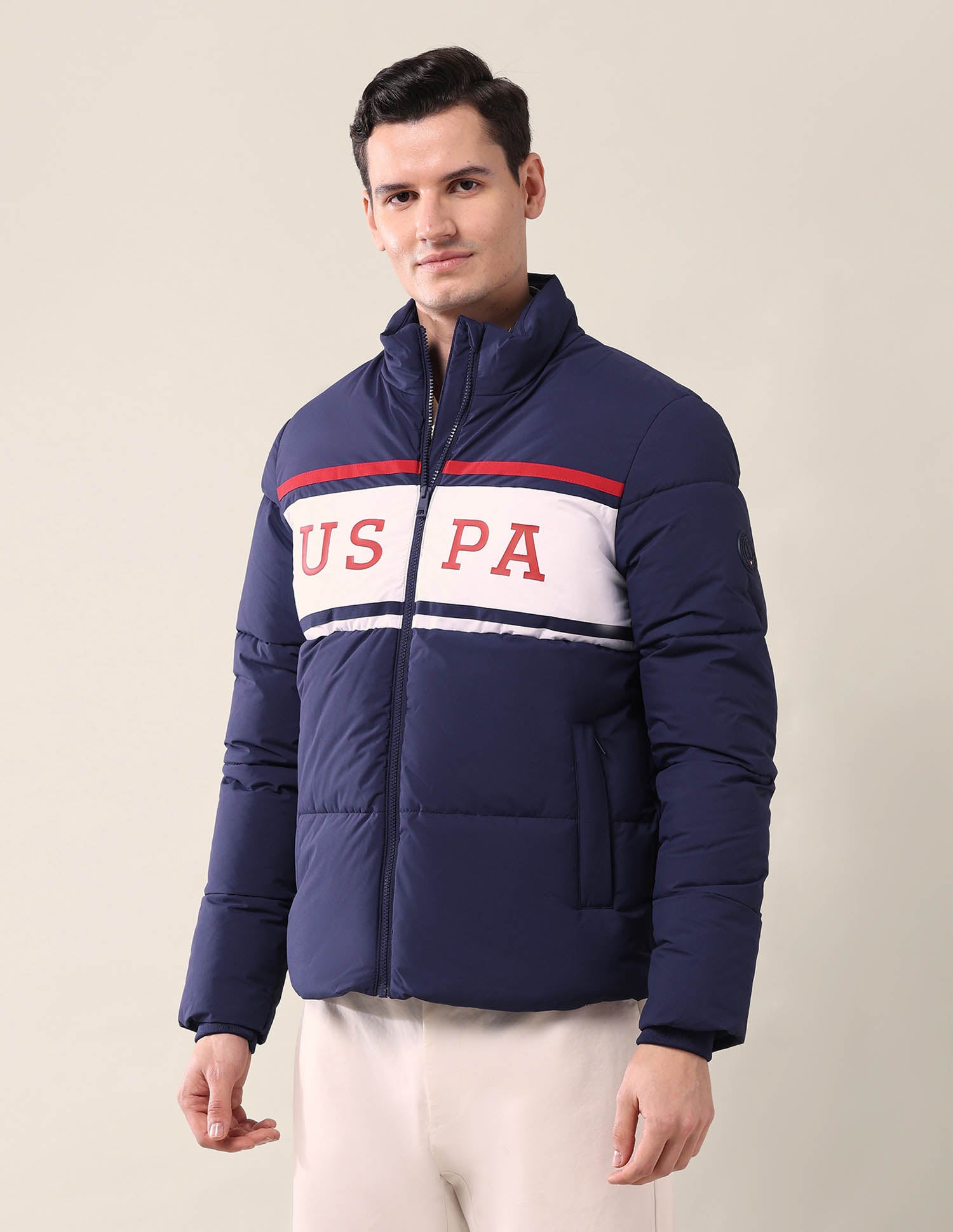 Colourblocked Puffer Jacket Navy - U.S. Polo Assn. India | Large