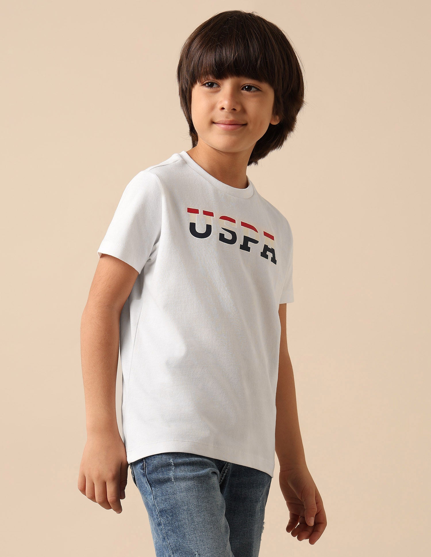 Boys Brand Printed Regular Fit T Shirt White - U.S. POLO ASSN. | Large