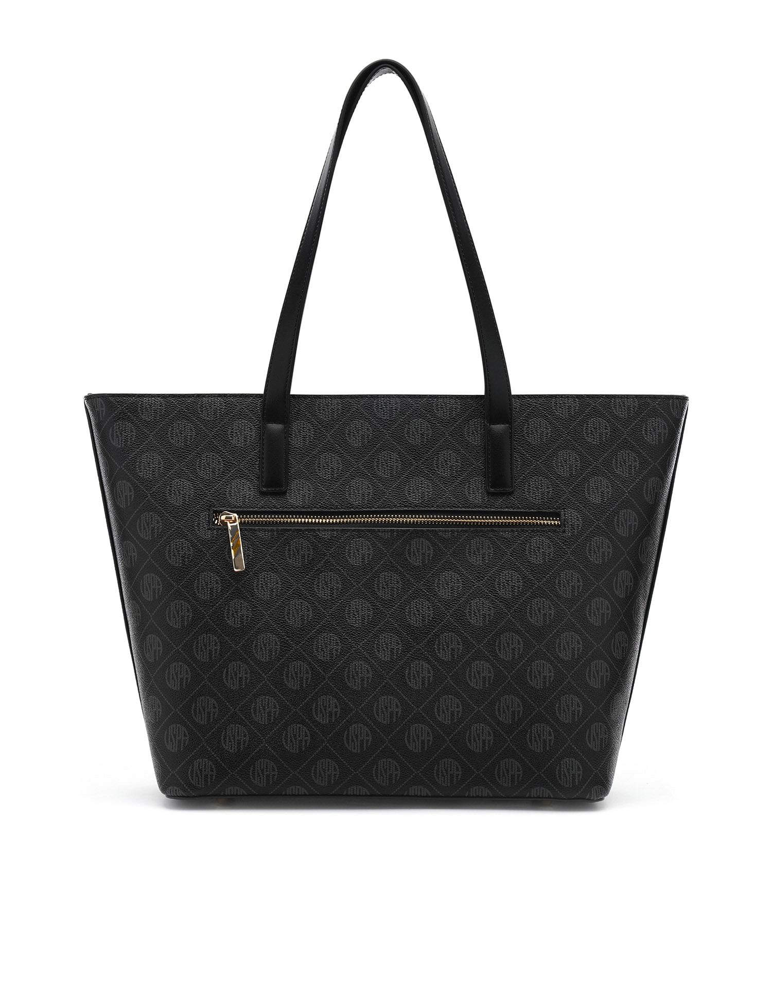 Isla Monogram Tote Handbag Black - U.S. Polo Assn. India | Large