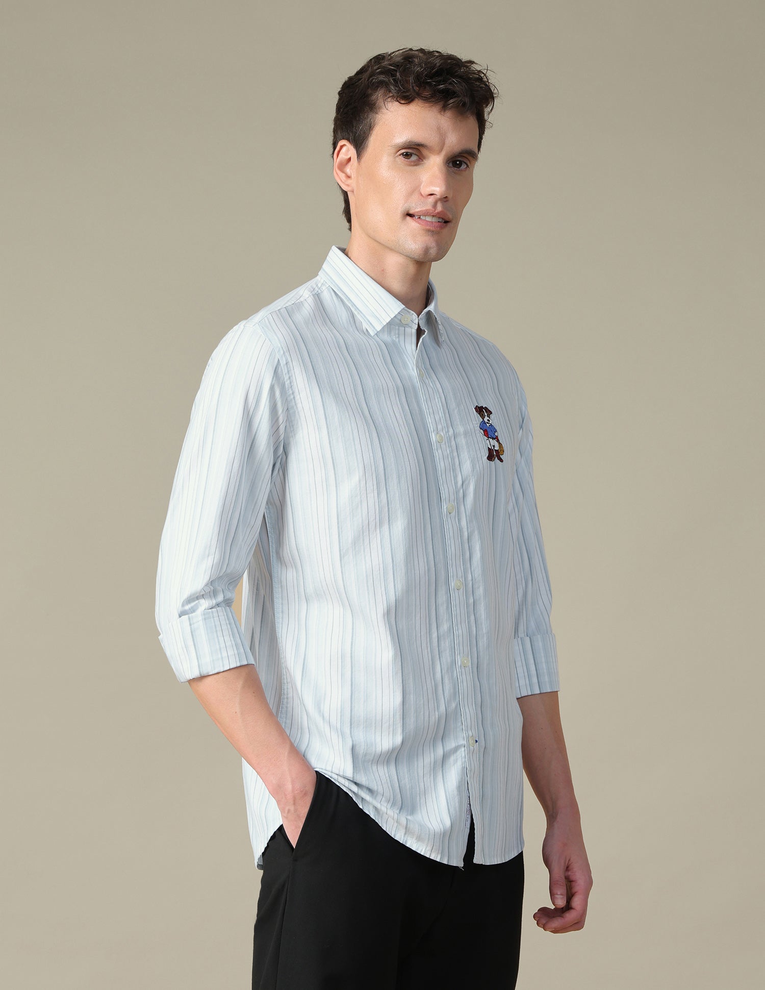 Vertical Striped Twill Shirt Teal - U.S. Polo Assn. India | Large