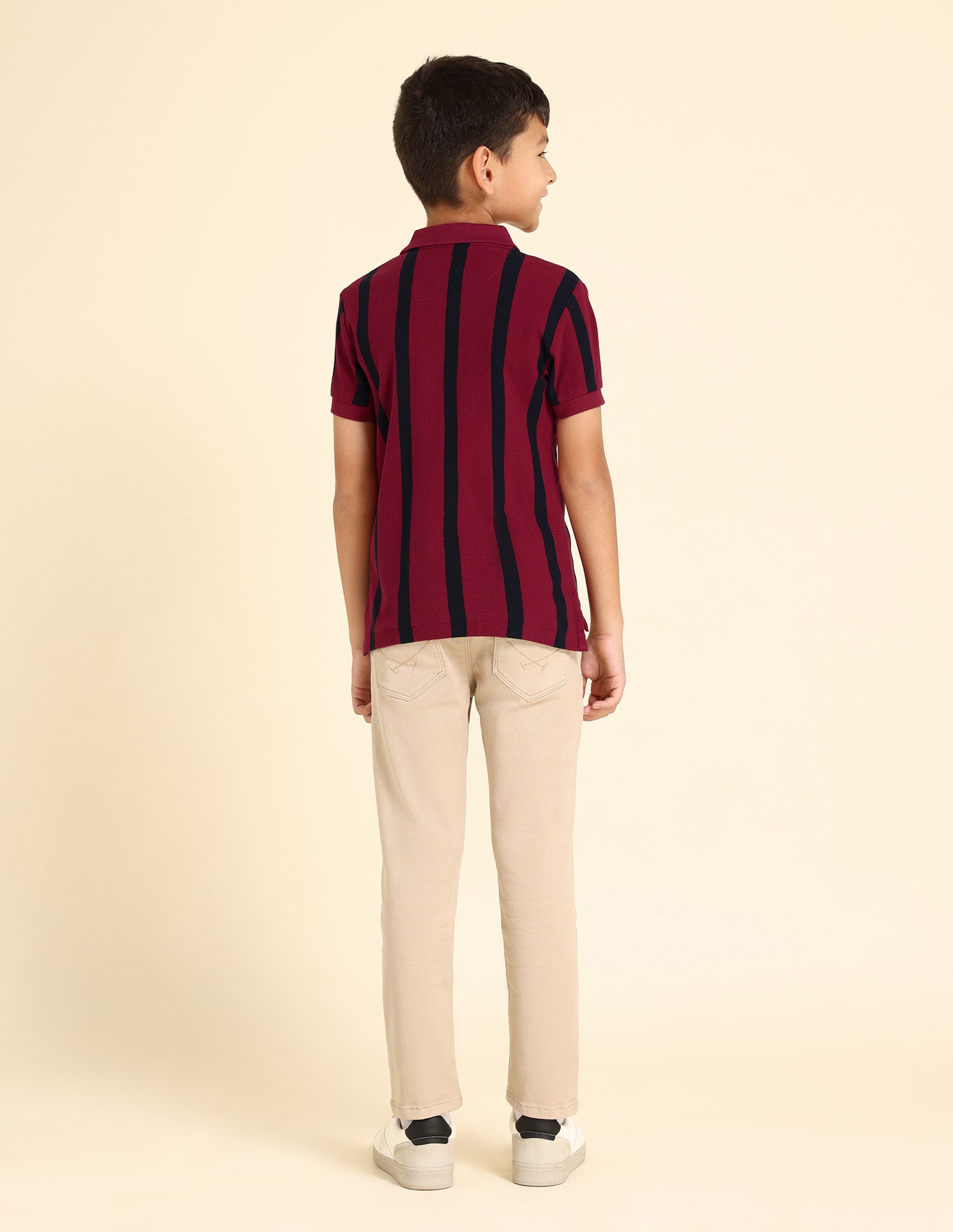 Boys Vertical Striped Regular Fit Polo Shirt Tawny Port - U.S. POLO ASSN. | Large