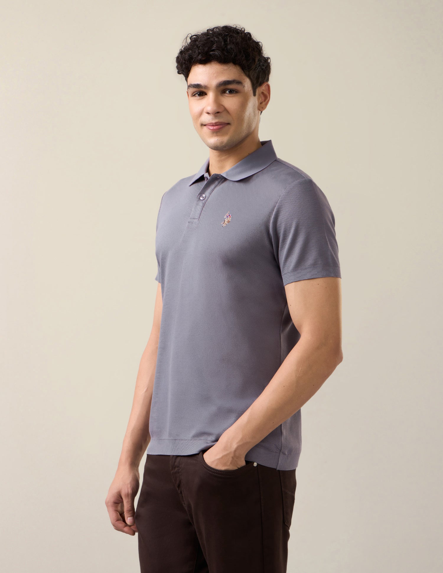 Solid Slim Fit Polo Shirt Purple - U.S. Polo Assn. India | Large