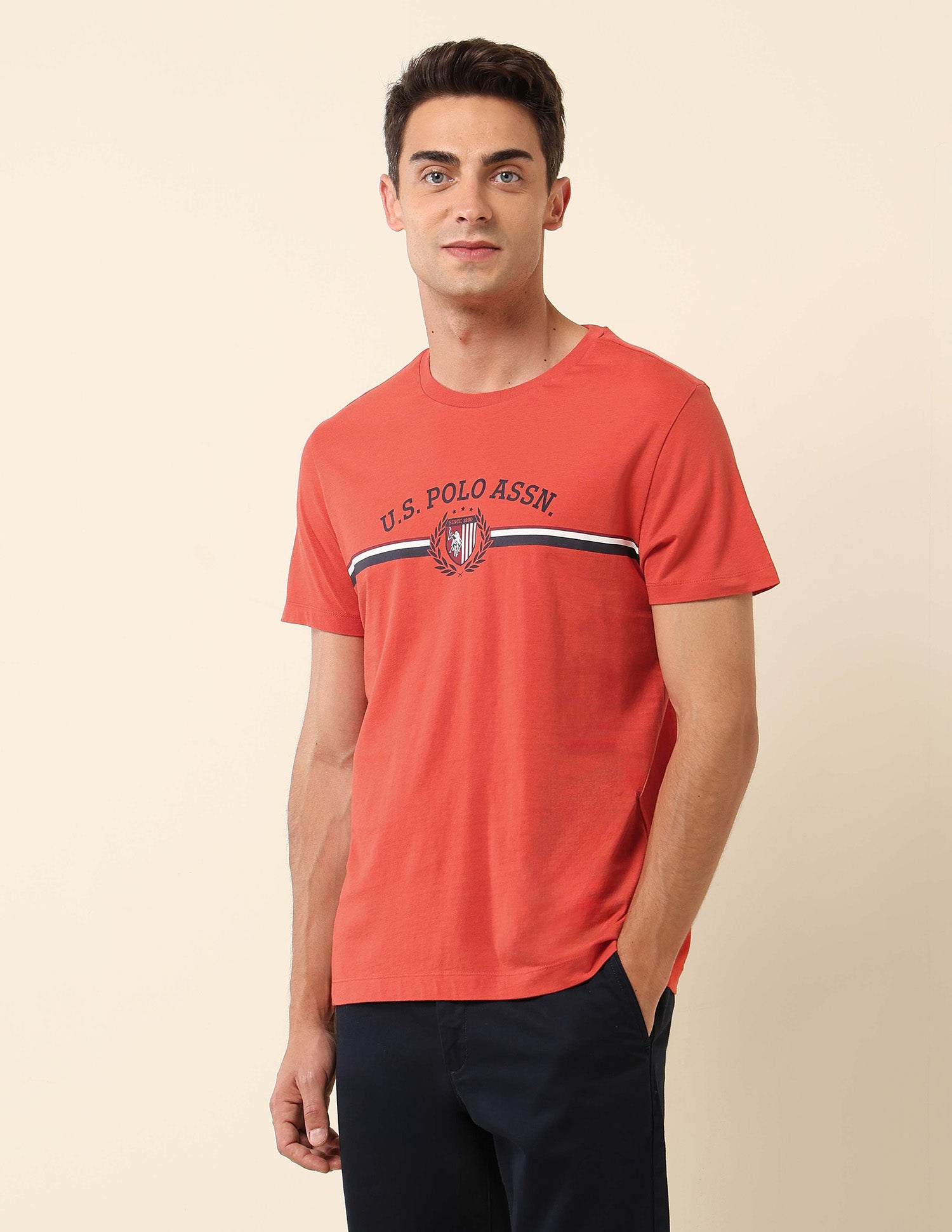 Pure Cotton Slim Fit T-Shirt Red - U.S. Polo Assn. India | Large