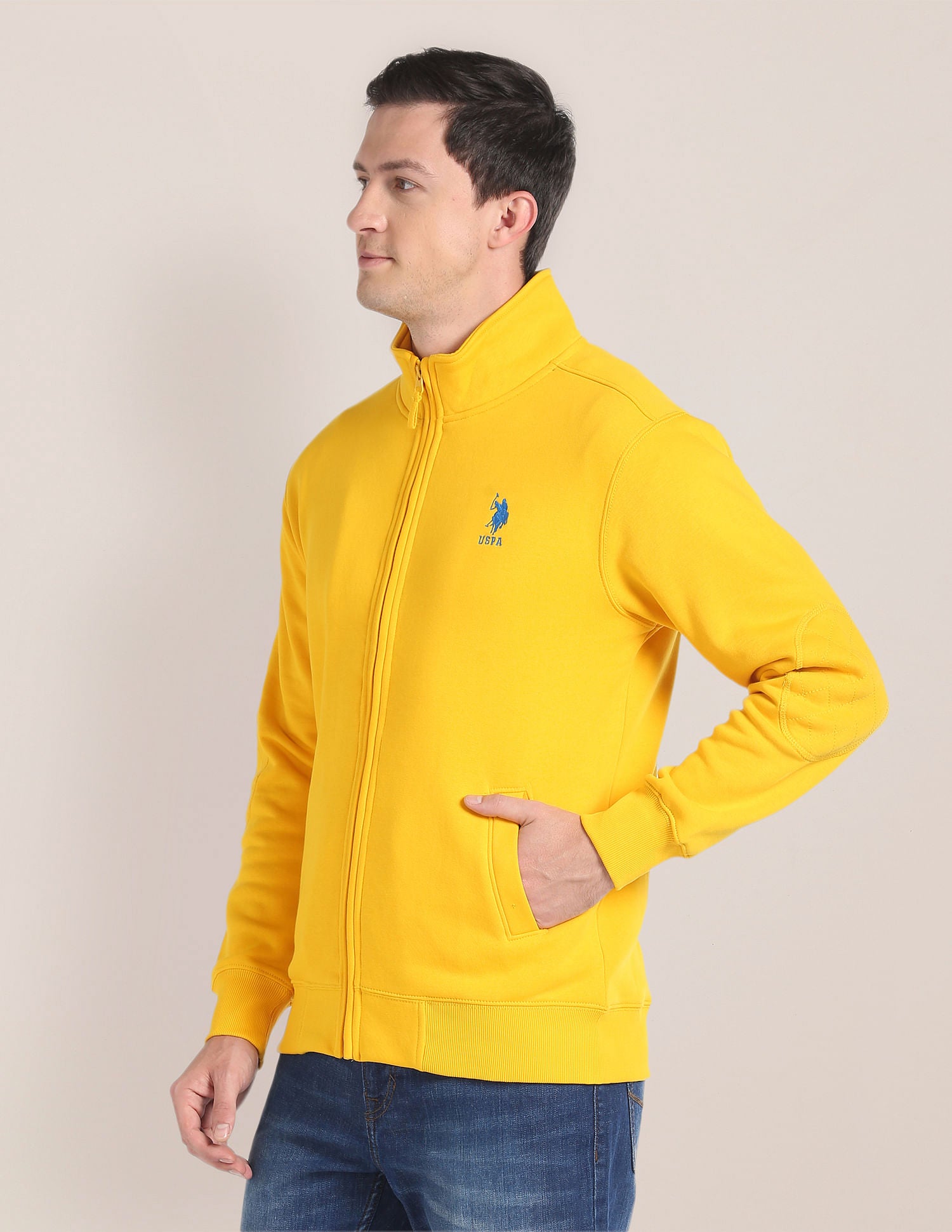 High Neck Solid Sweatshirt Yellow - U.S. Polo Assn. India | Large