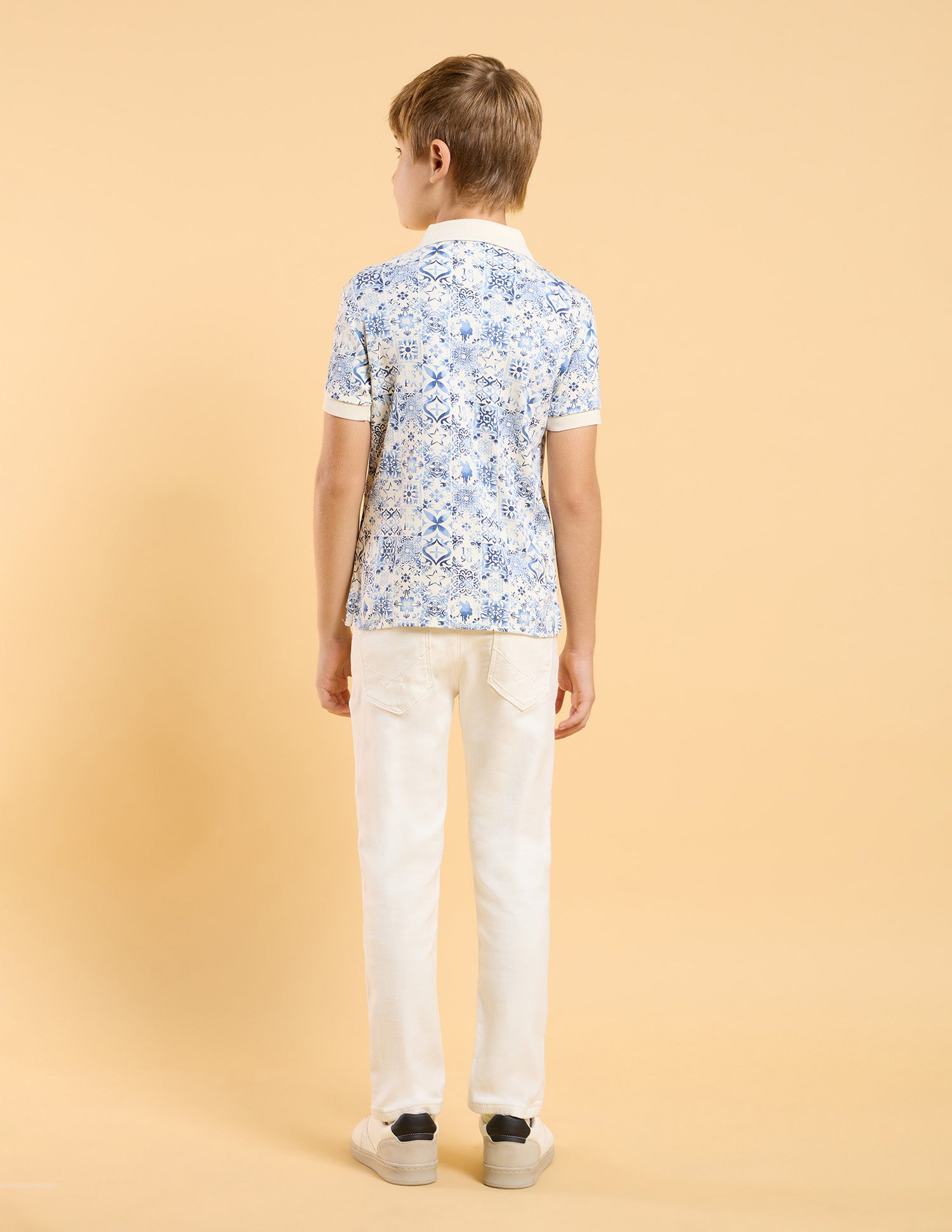 Boys All Over Printed Regular Fit Polo Shirt White - U.S. POLO ASSN. | Large