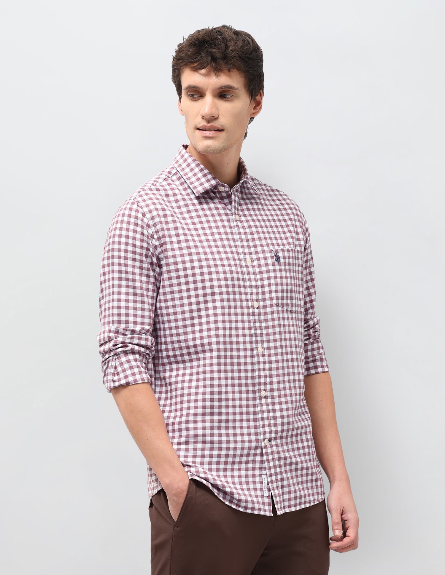 Gingham Checks Tailored Fit Shirt Pink - U.S. Polo Assn. India | Large