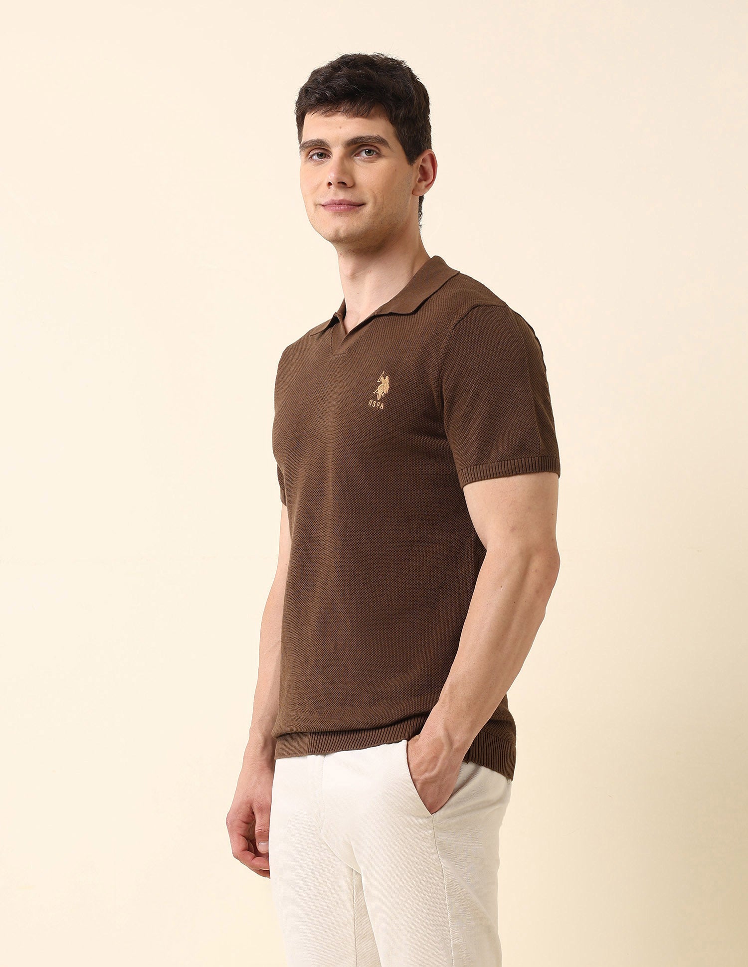Slim Fit Monochrome Polo Shirt Brown - U.S. Polo Assn. India | Large