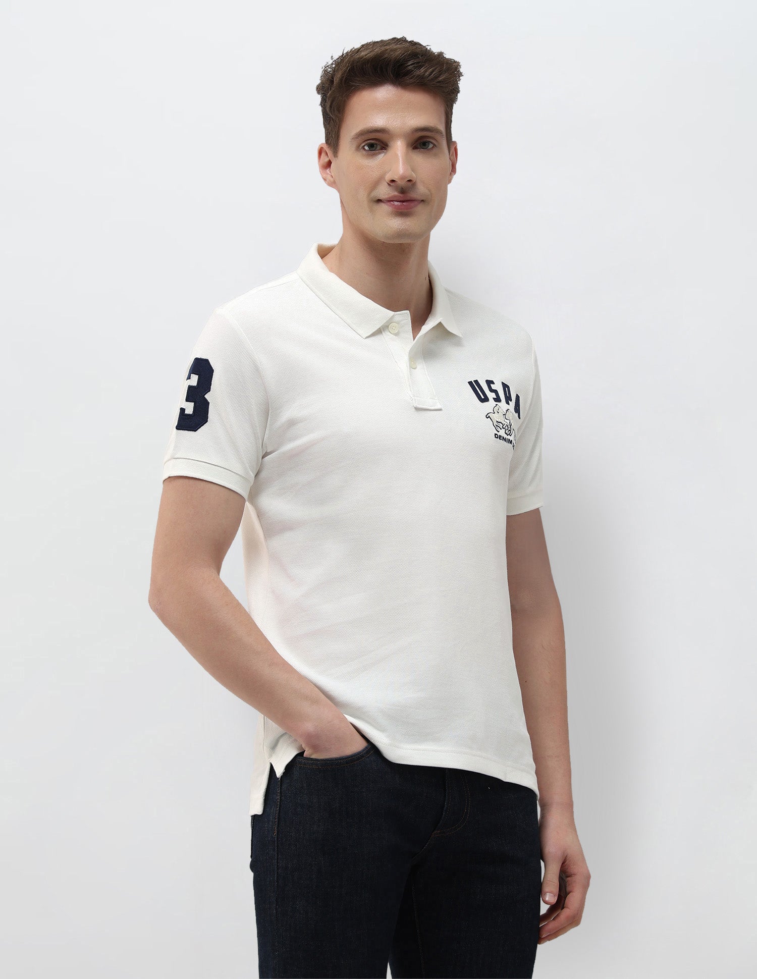 Solid Summer House Slim Fit Polo Shirt Ivory - U.S. Polo Assn. India | Large