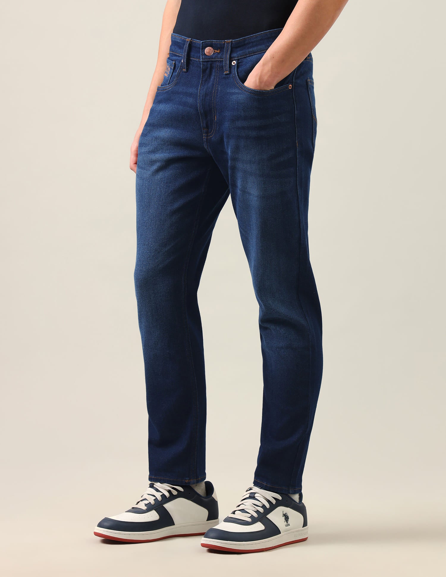 Cole Comfort Cropped Fit Blue Jeans Blue - U.S. Polo Assn. India | Large