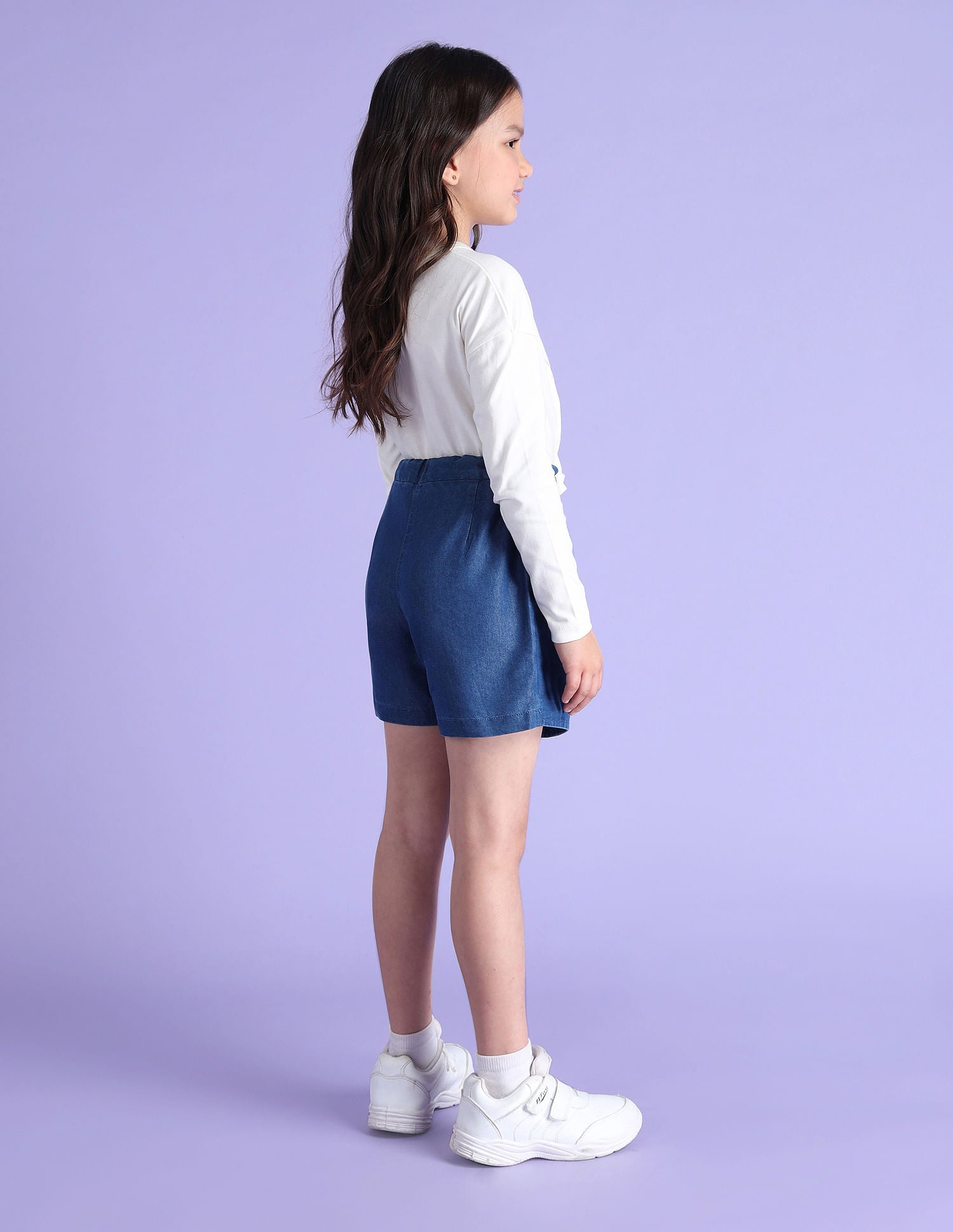 Girls Cotton Denim Skorts Medium Blue - U.S. Polo Assn. India | Large