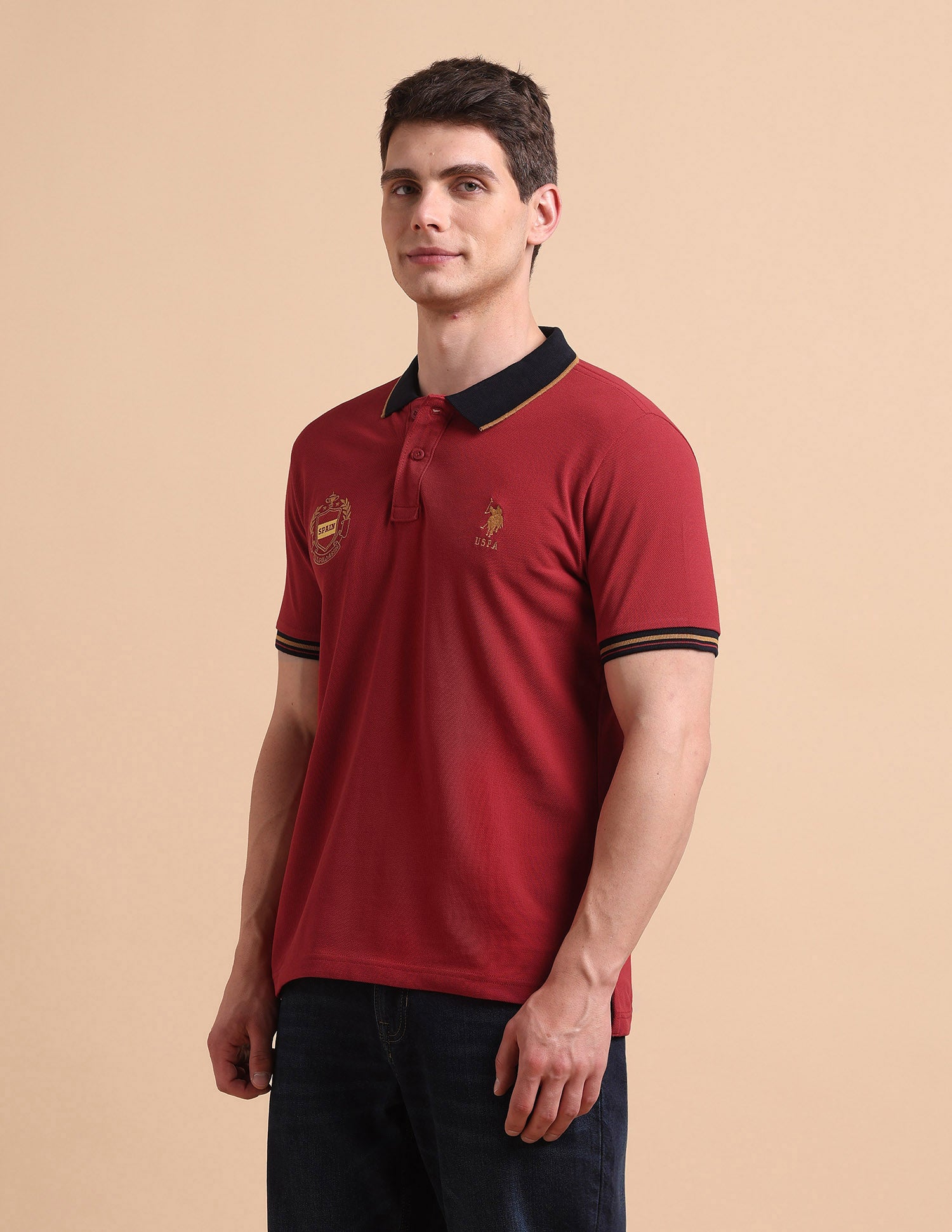Slim Fit Iconic Number Polo Shirt Maroon - U.S. POLO ASSN. | Large