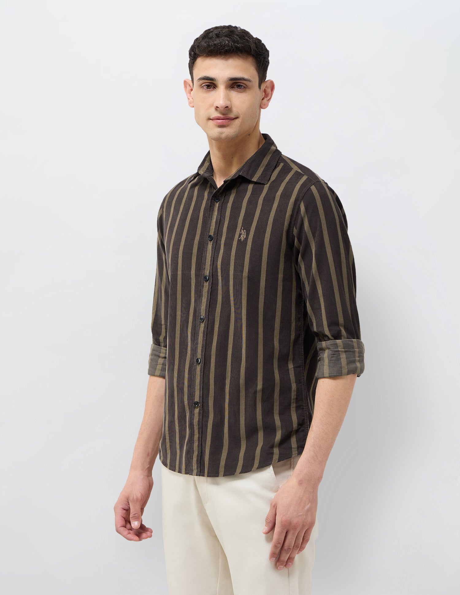 Corduroy Vertical Striped Shirt Choco - U.S. POLO ASSN. | Large