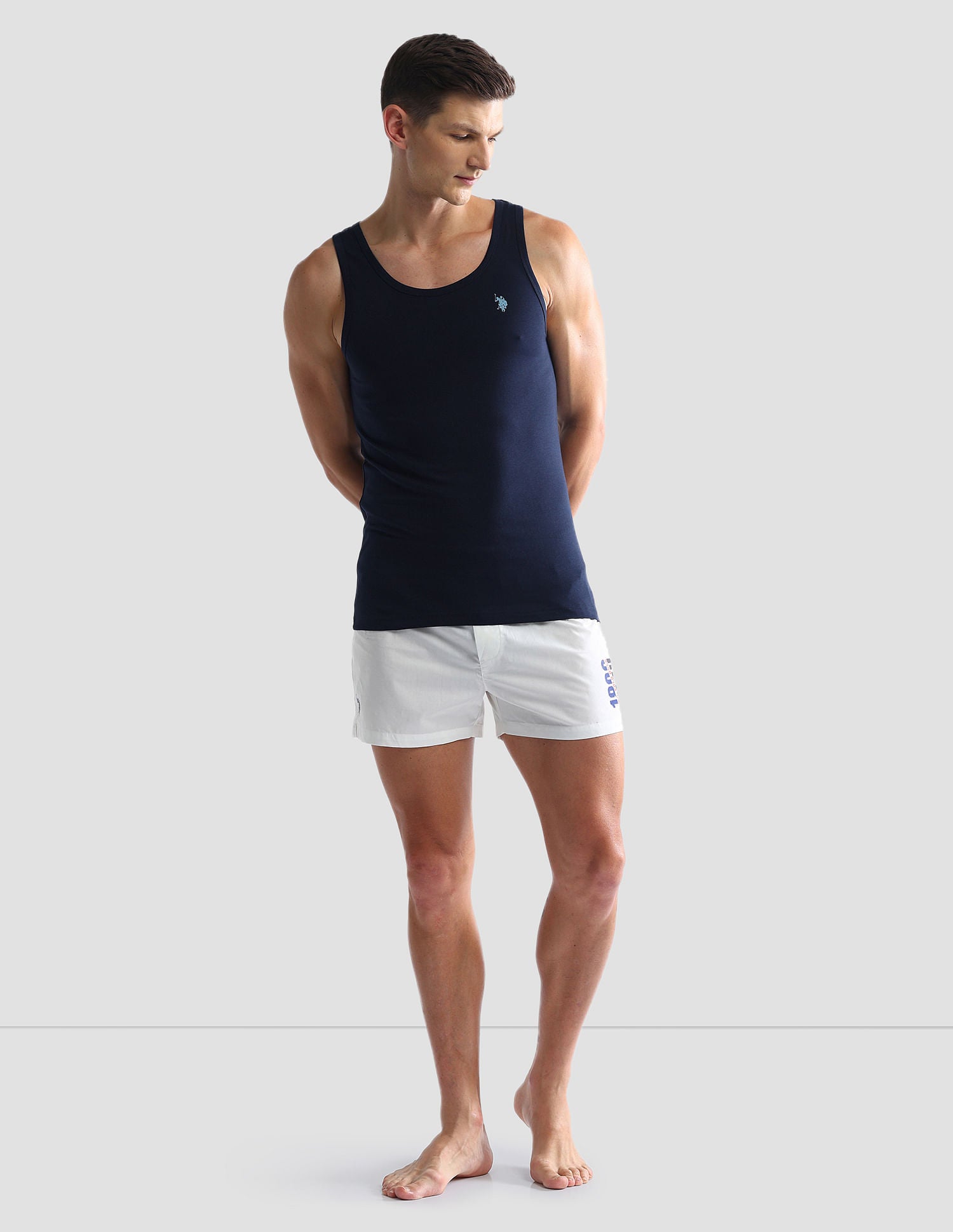 Solid Cotton OEV03 Vest - Pack Of 2 Navy and White - U.S. POLO ASSN. | Large