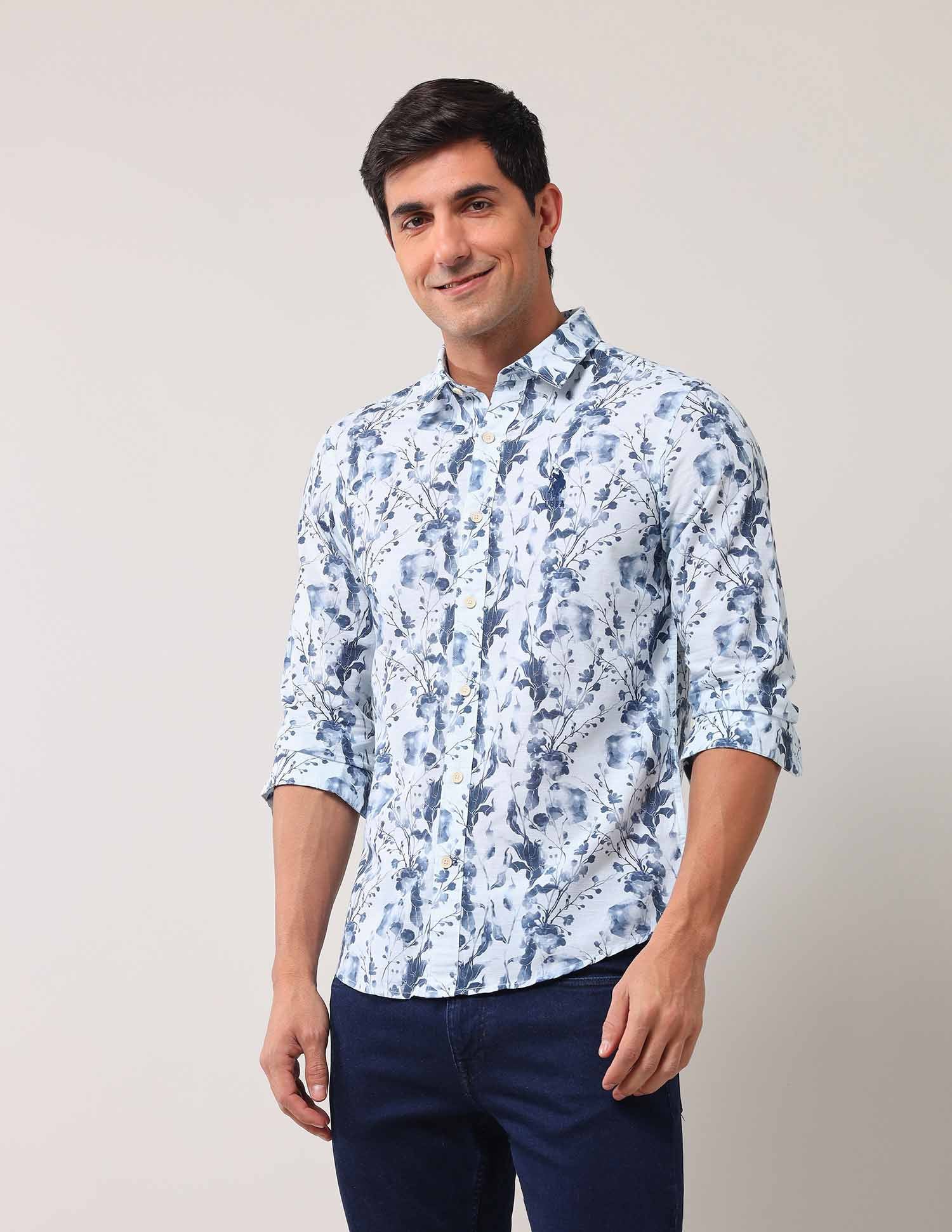 Regular Fit Floral Printed Shirt Blue - U.S. POLO ASSN. | Large
