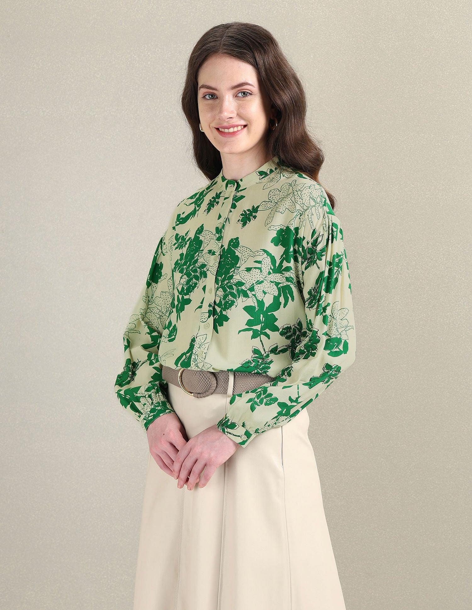 Viscose Floral Top Green and White - U.S. Polo Assn. India | Large