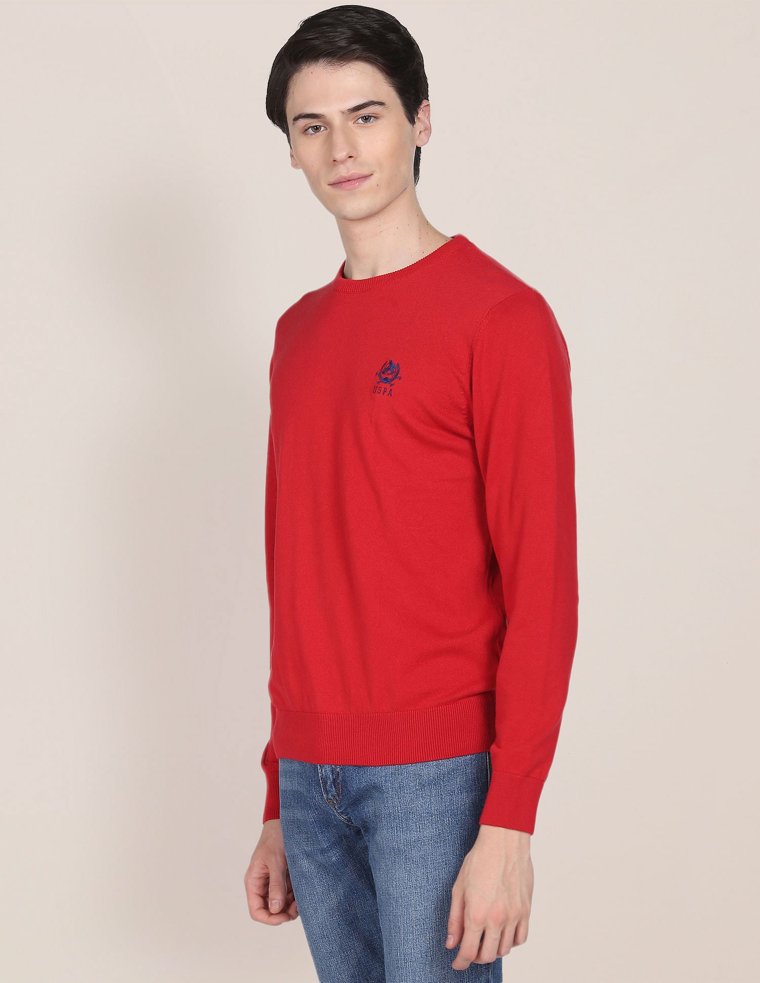 Crew Neck Solid Sweater Red - U.S. Polo Assn. India | Large
