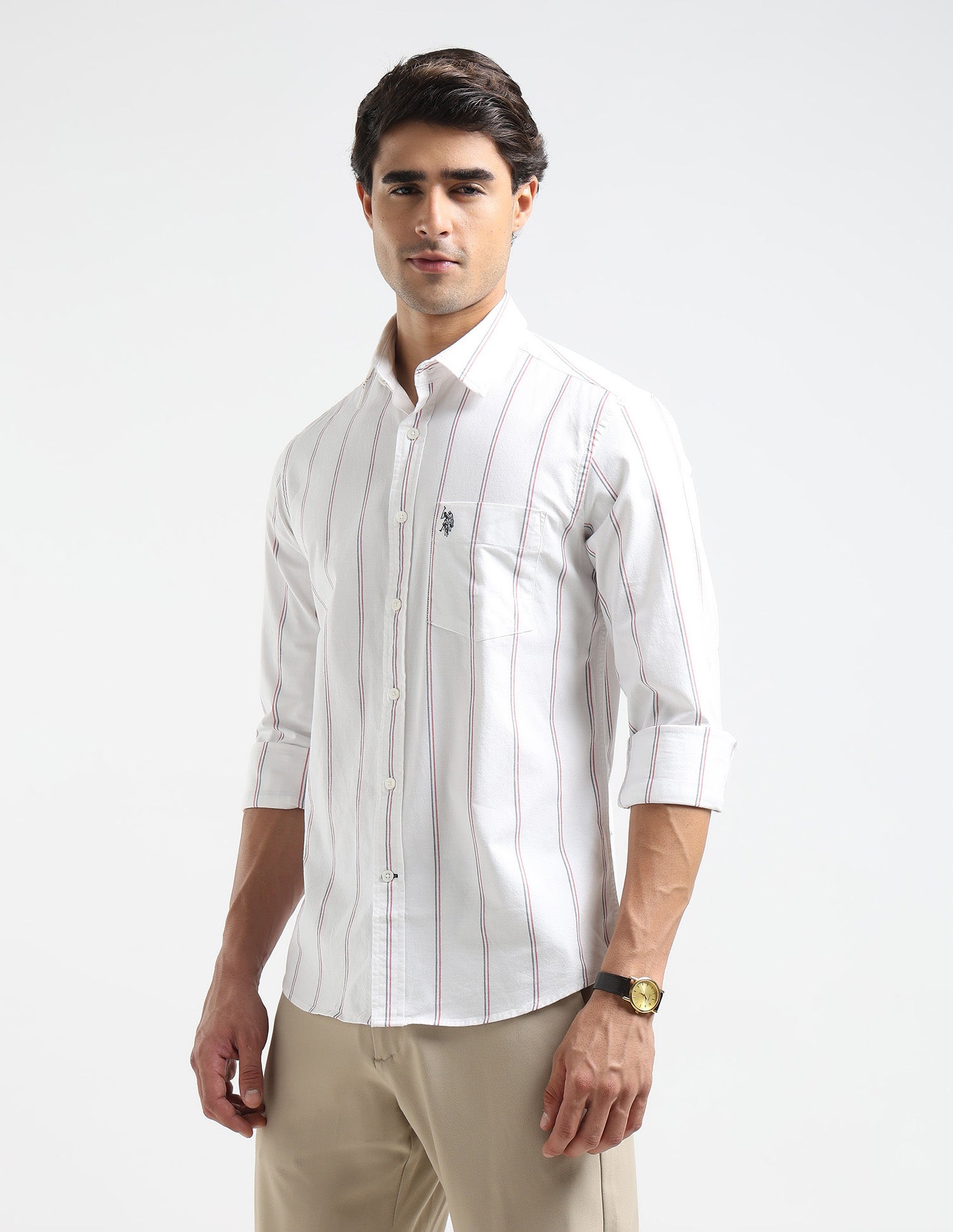 Vertical Striped Oxford Shirt White - U.S. POLO ASSN. | Large