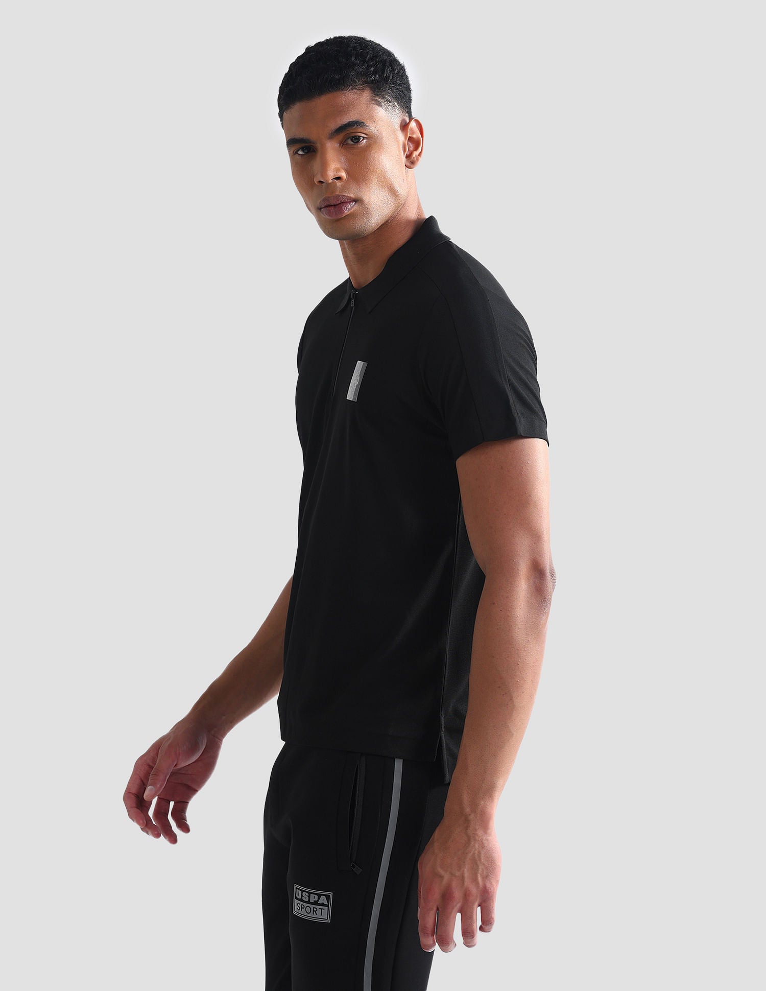 Small Logo Slim Fit Polo Shirt Black - U.S. Polo Assn. India | Large