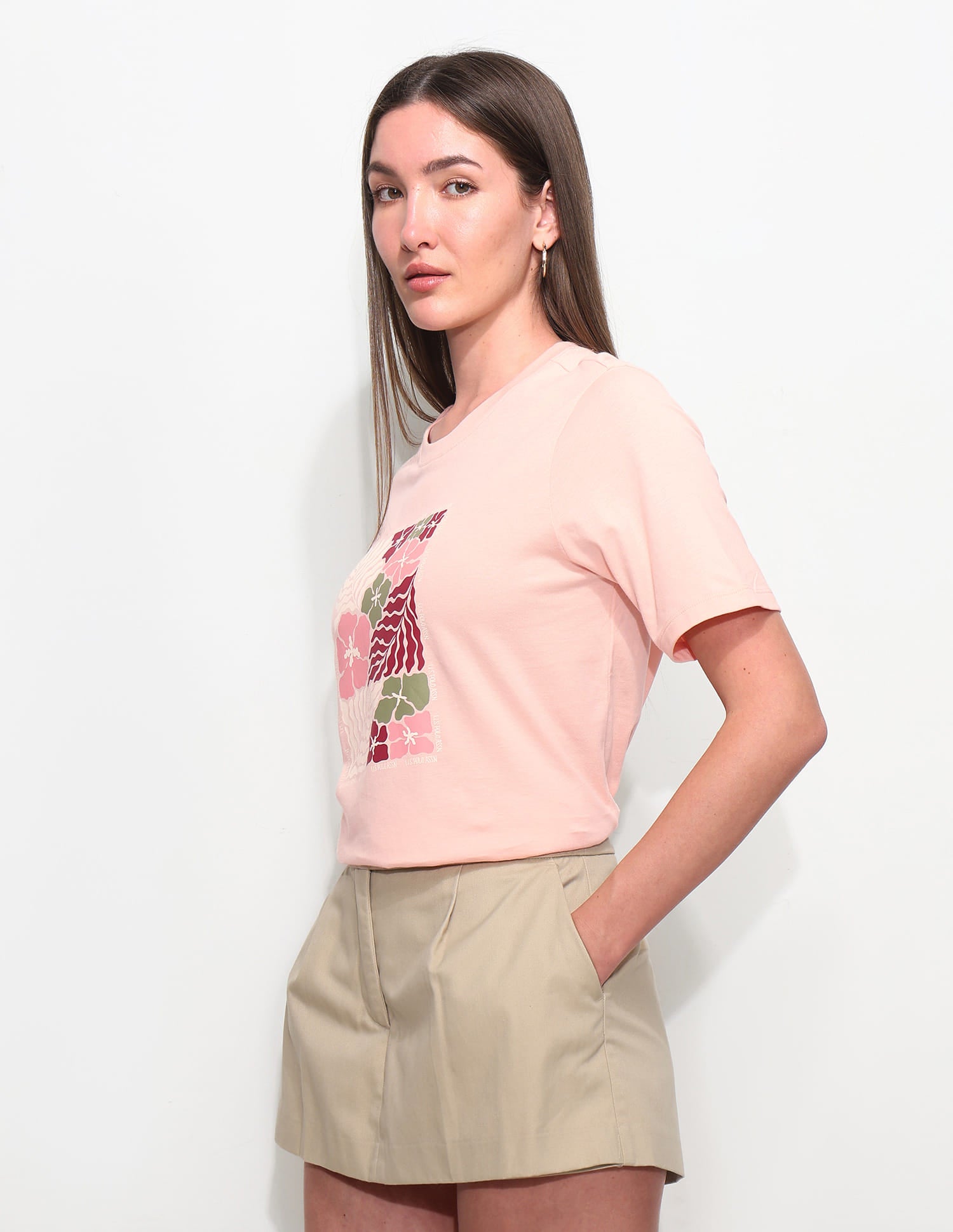 Boxy Fit Floral Printed T-Shirt Pink - U.S. Polo Assn. India | Large