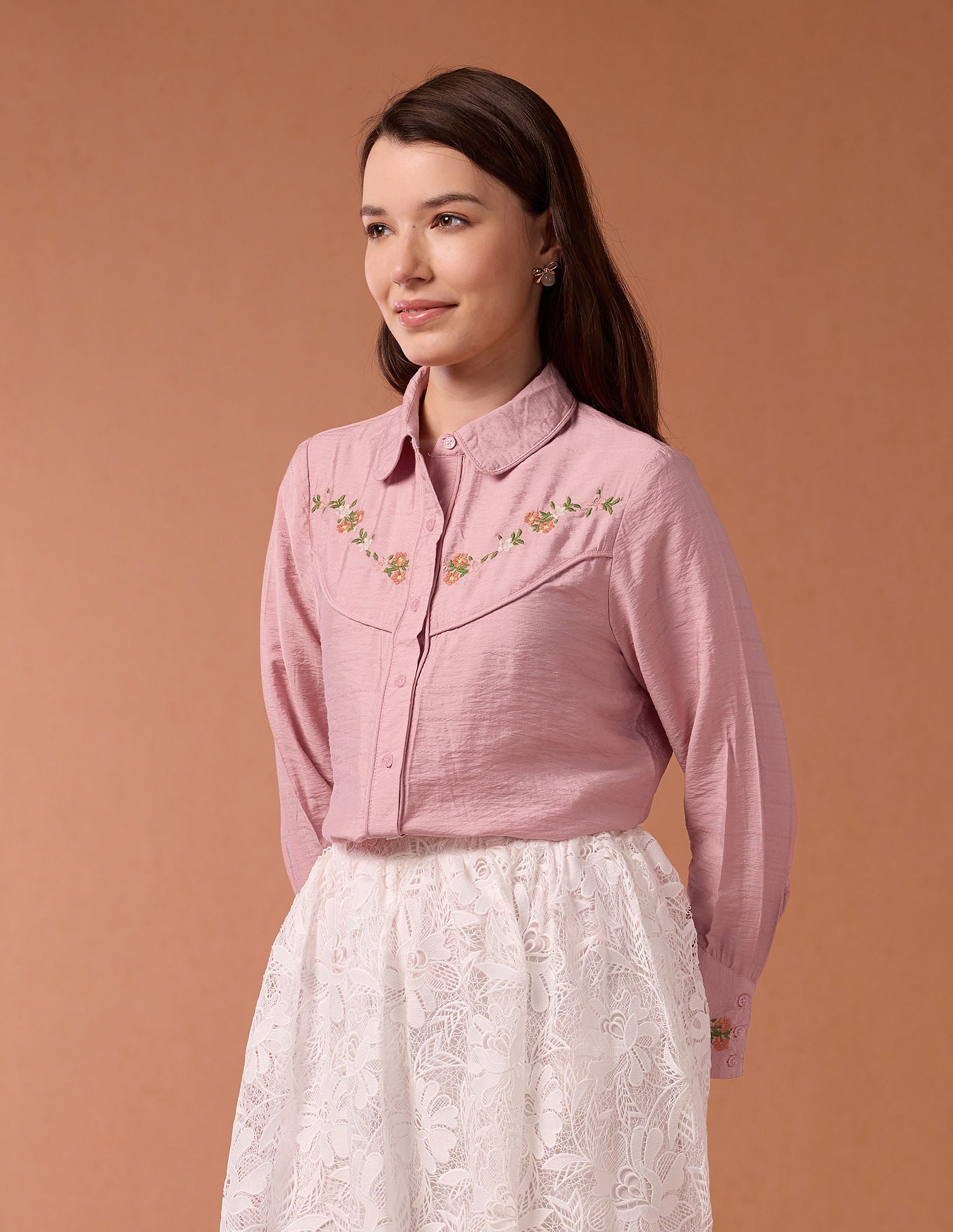 Embroidered Yoke Dobby Top Pink - U.S. Polo Assn. India | Large