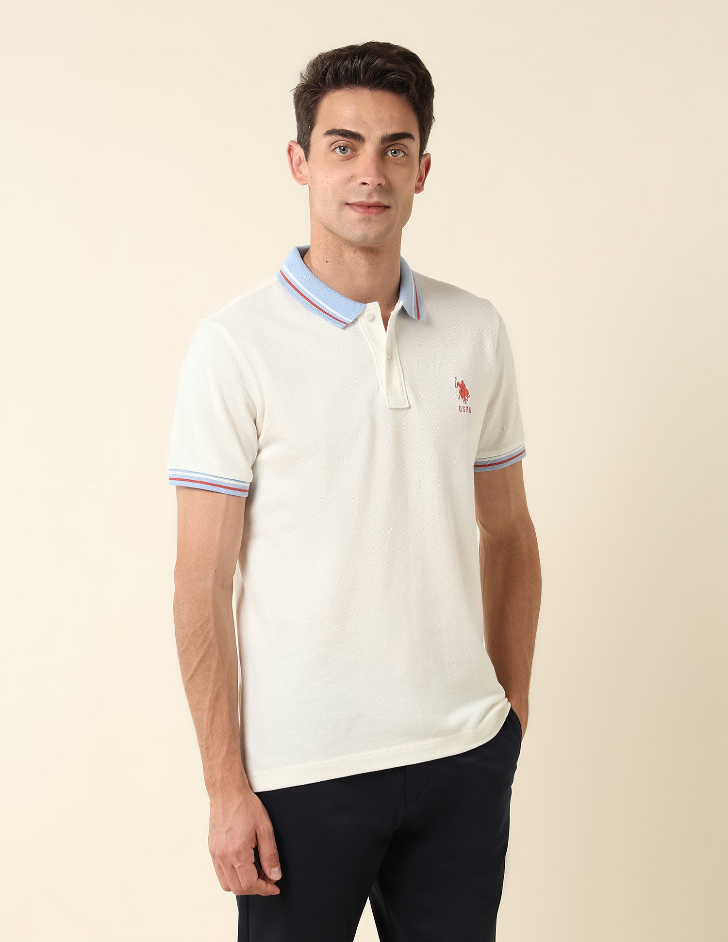 Pure Cotton Slim Fit Polo Shirt White - U.S. Polo Assn. India | Large
