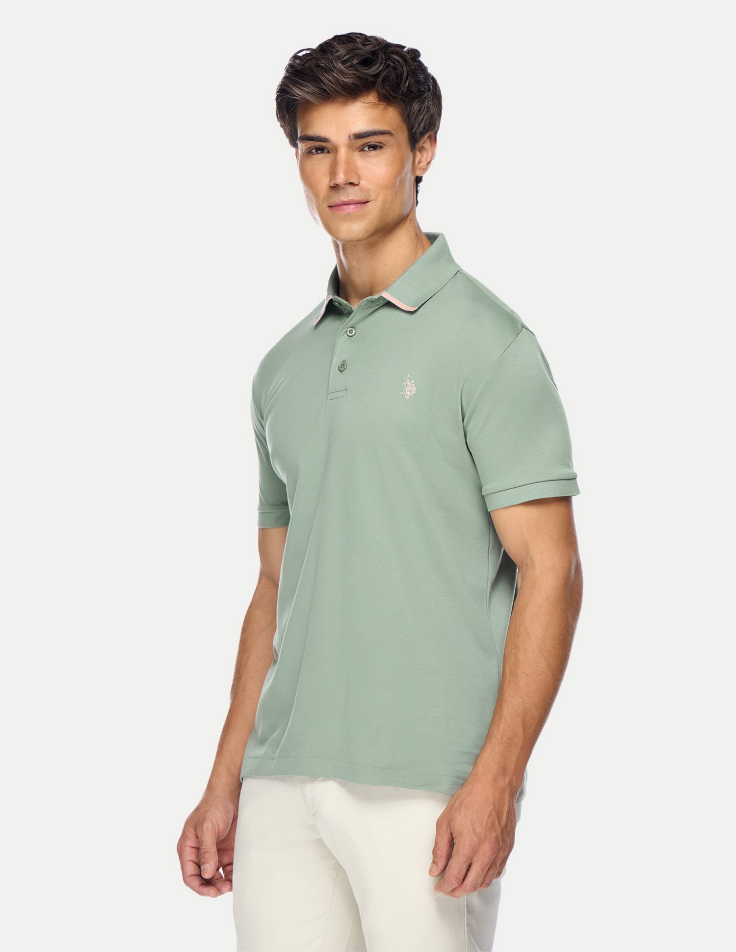 Solid Slim Fit Polo Shirt Light Green - U.S. Polo Assn. India | Large