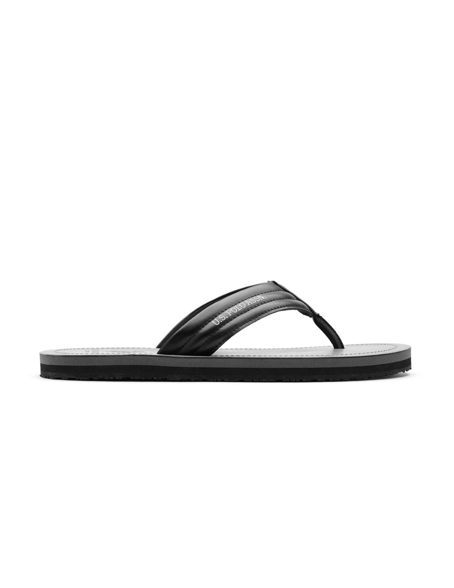 Men Terry Solid Flip Flops Black - U.S. Polo Assn. India | Large