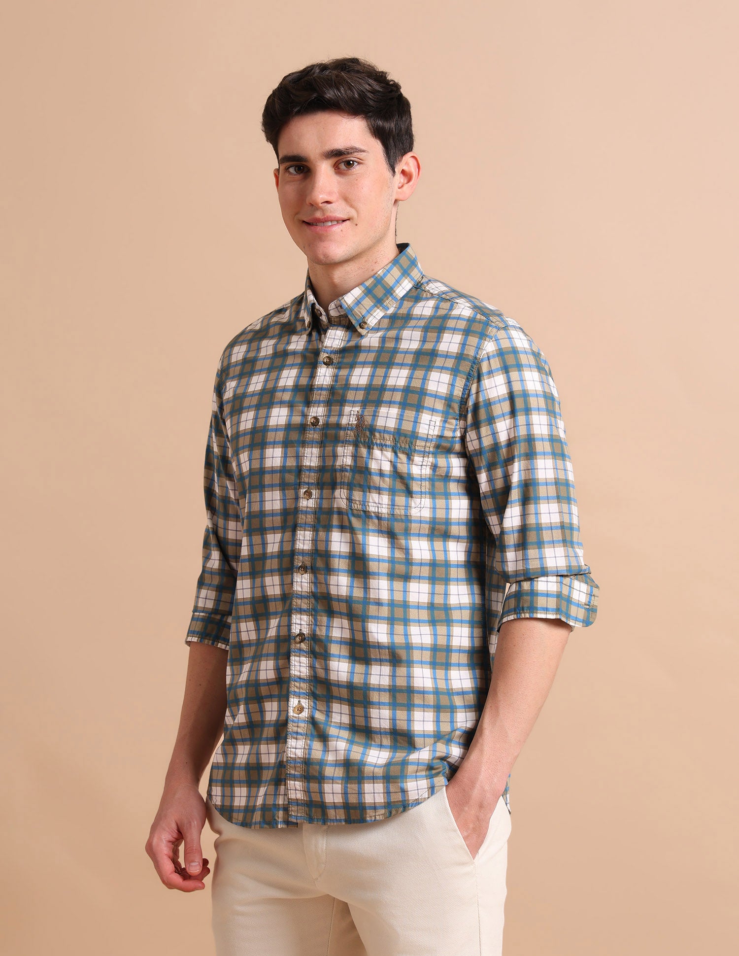 Tartan Button Down Shirt Khaki - U.S. POLO ASSN. | Large