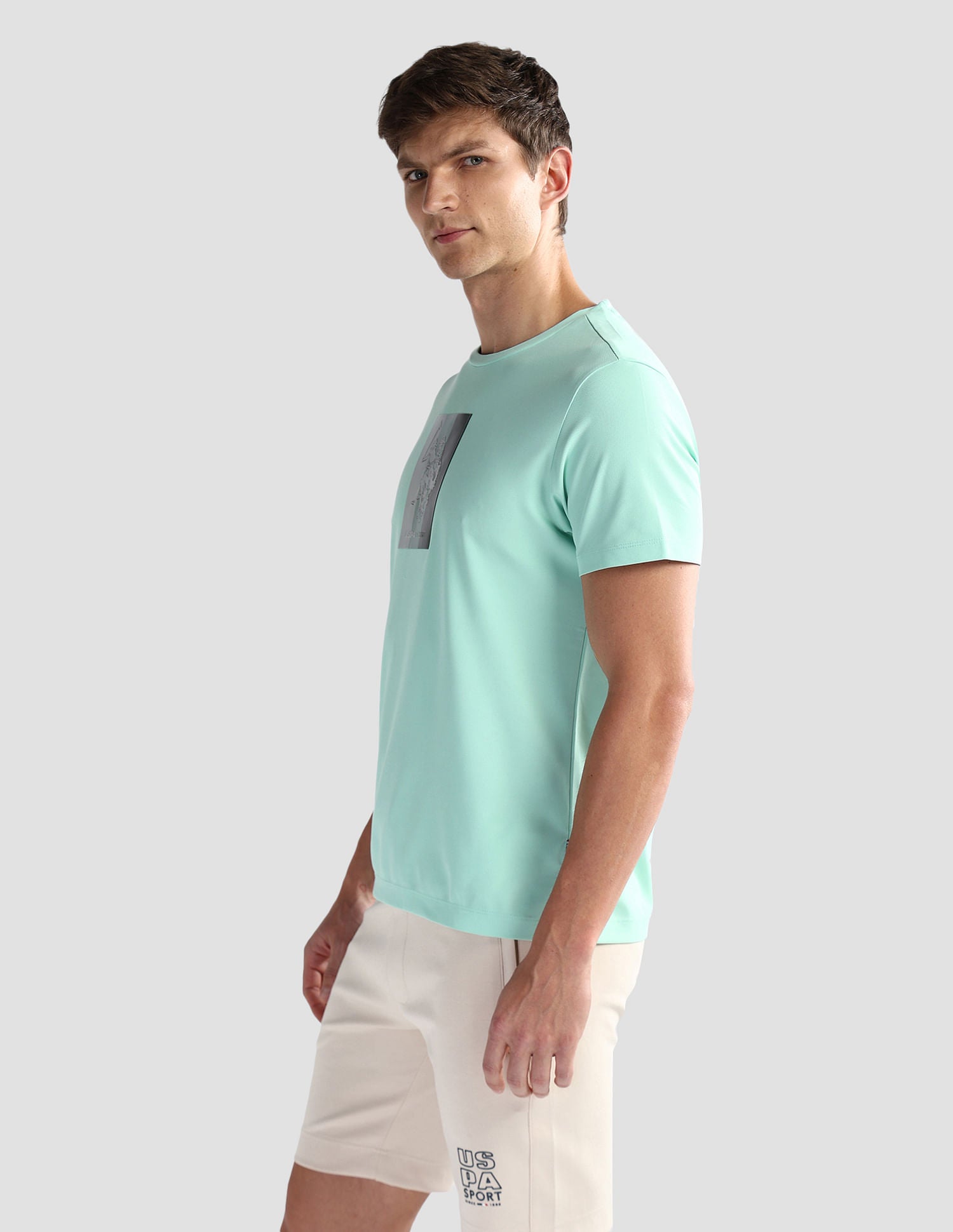Slim Fit Honeycomb T-Shirt Mint - U.S. Polo Assn. India | Large