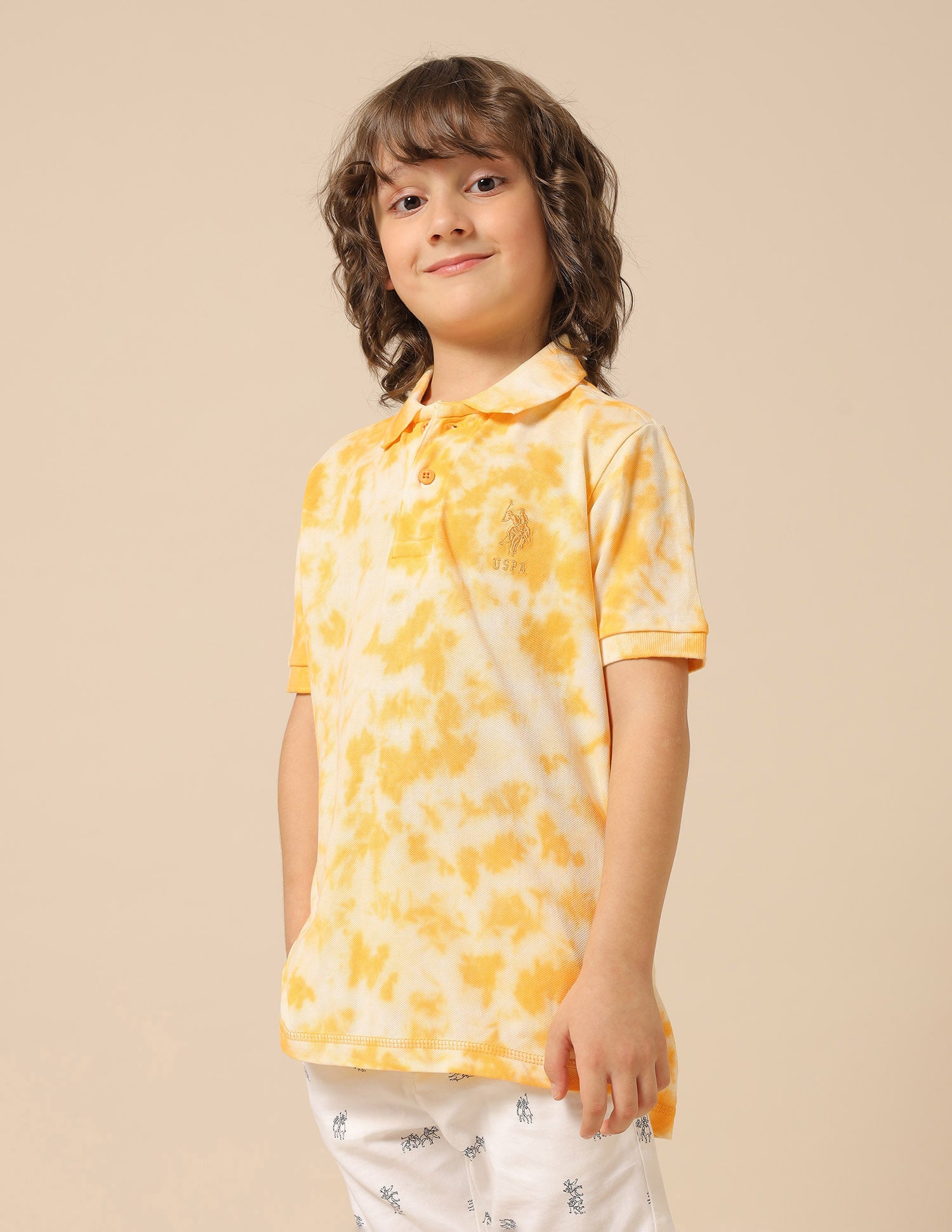 Boys Dyed Pure Cotton Polo Shirt Orange - U.S. POLO ASSN. | Large