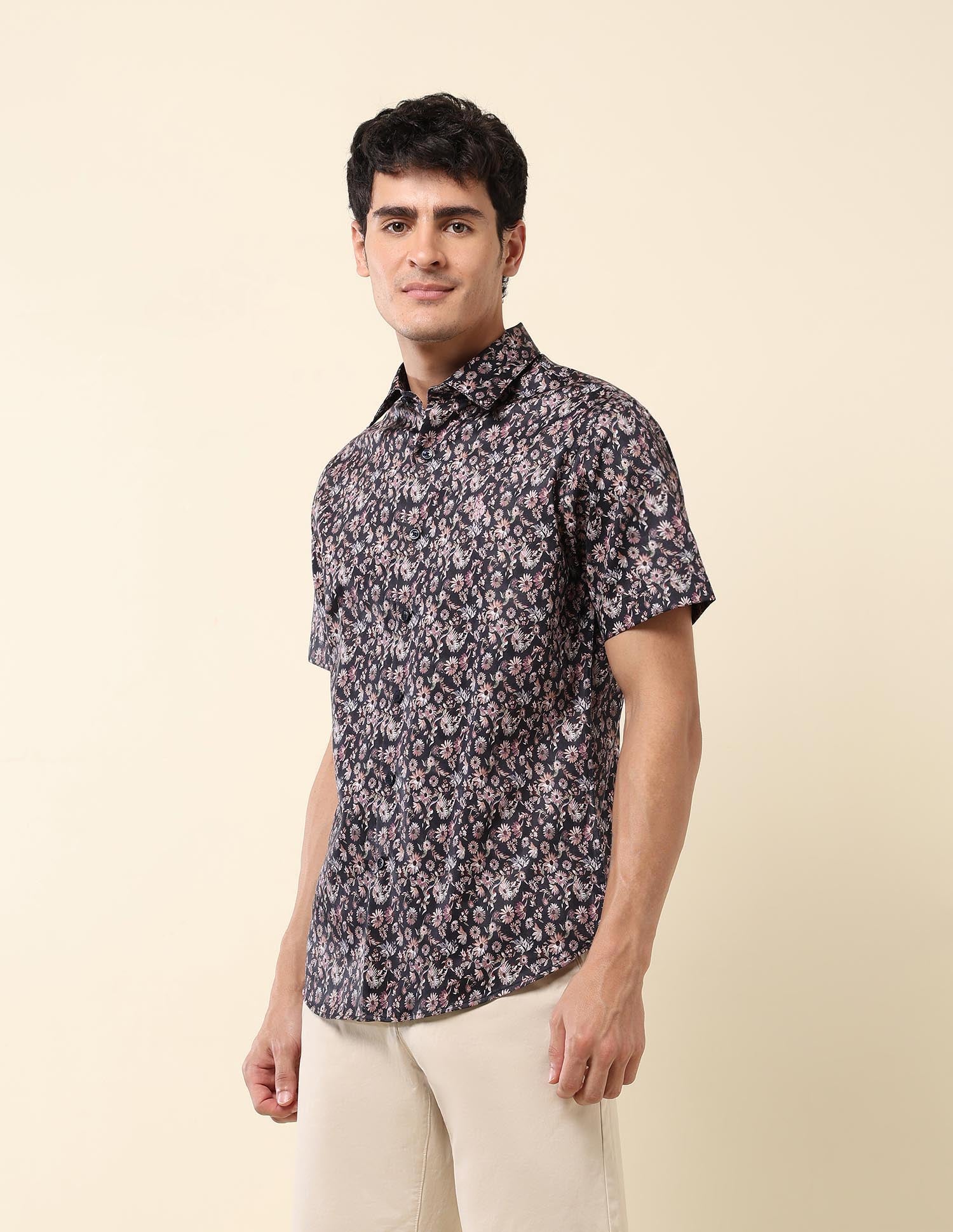 Floral Printed Pure Cotton Shirt Light Navy - U.S. Polo Assn. India | Large