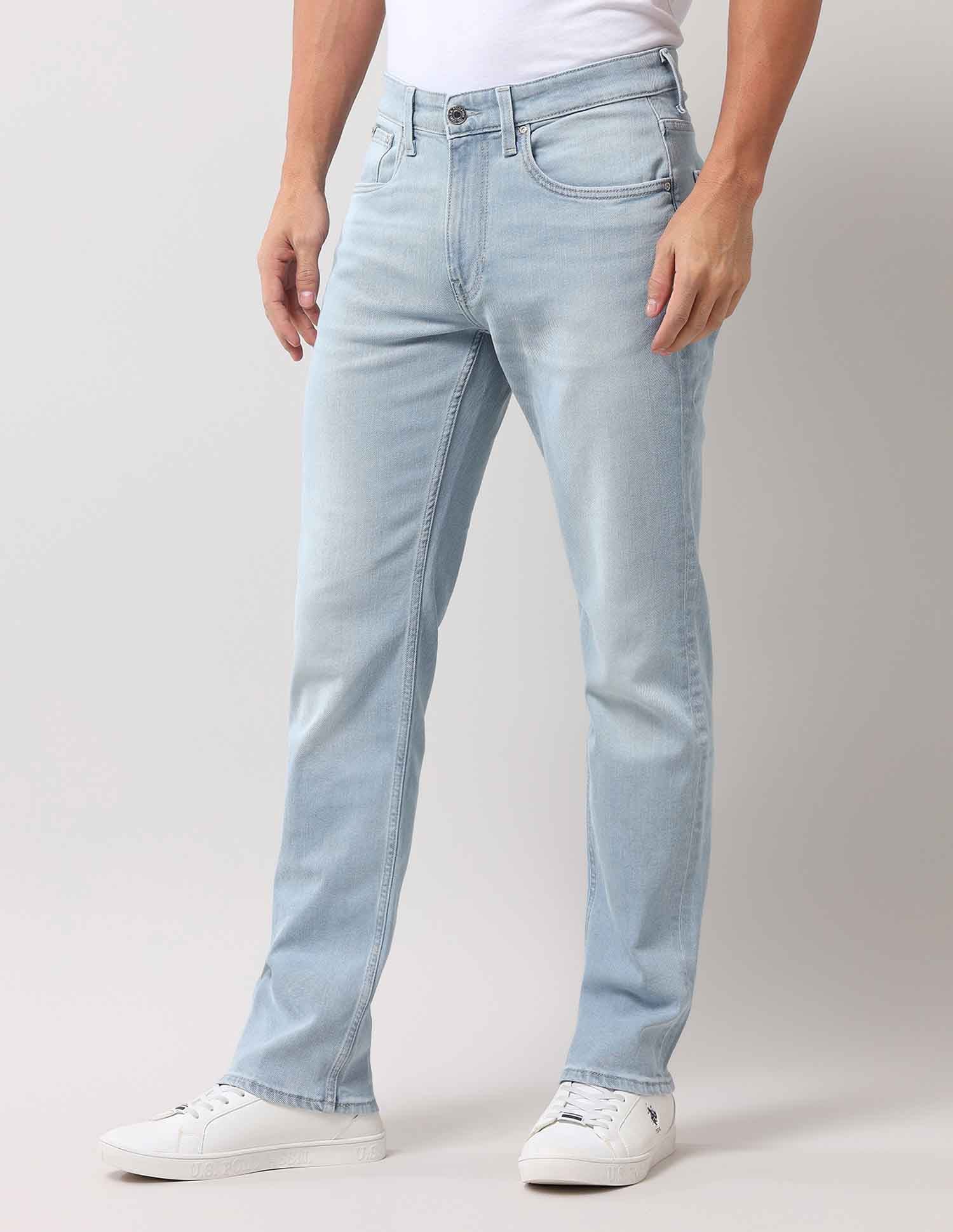 Harold Slim Straight Fit Blue Jeans Light Blue - U.S. Polo Assn. India | Large