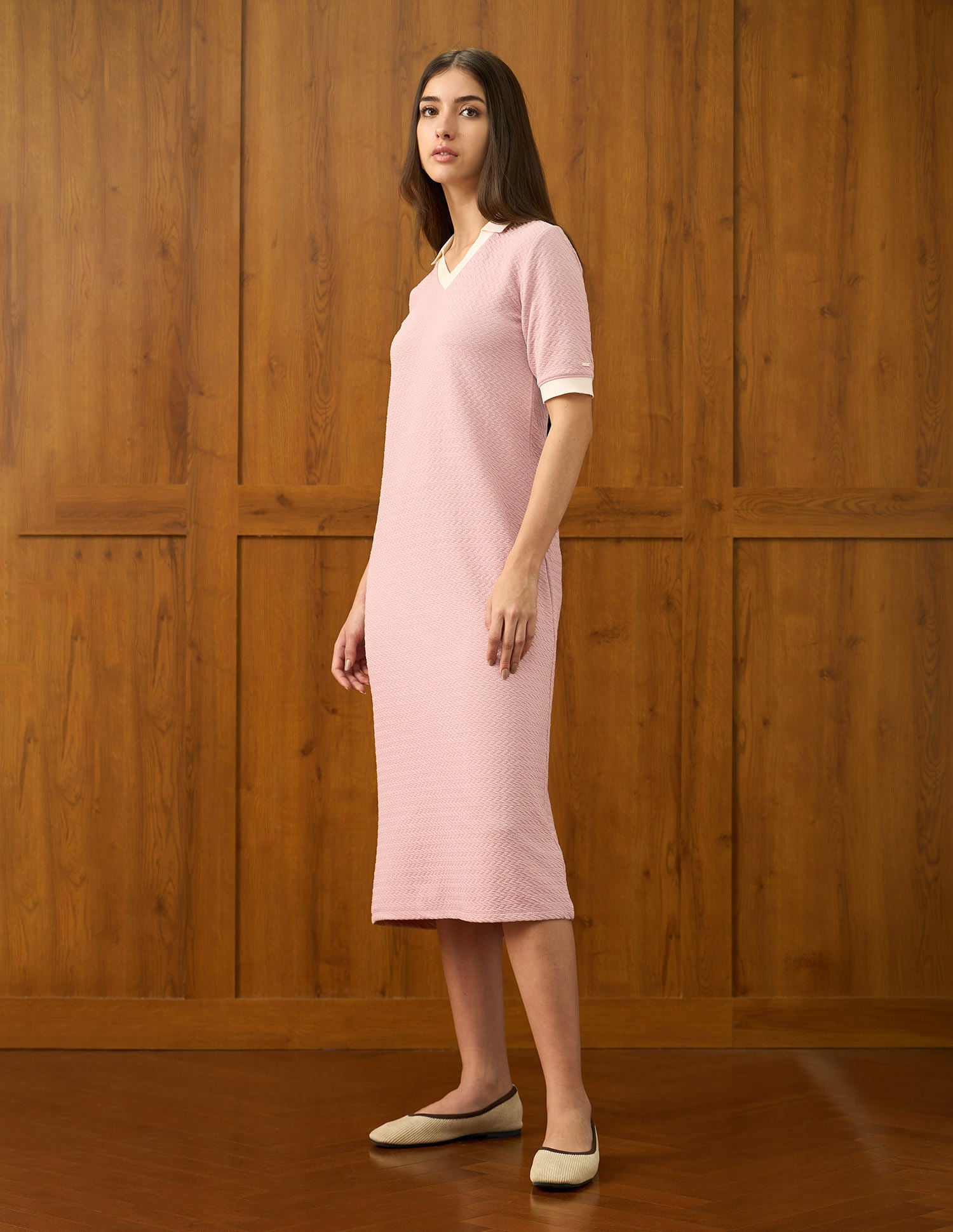 Textured Midi Shift Dress Pink - U.S. POLO ASSN. | Large