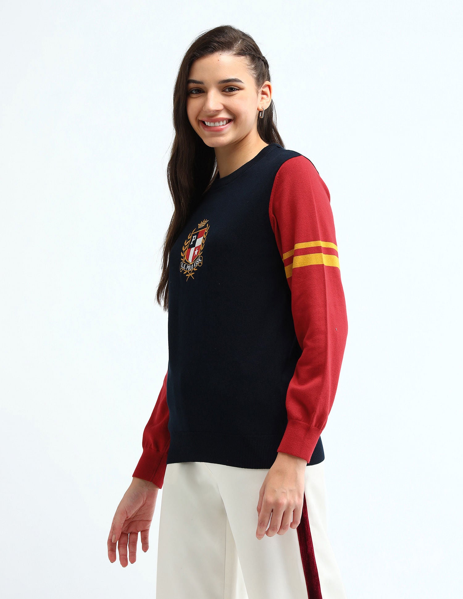 Colour Blocked Regular Fit Sweater Navy - U.S. POLO ASSN. | Large