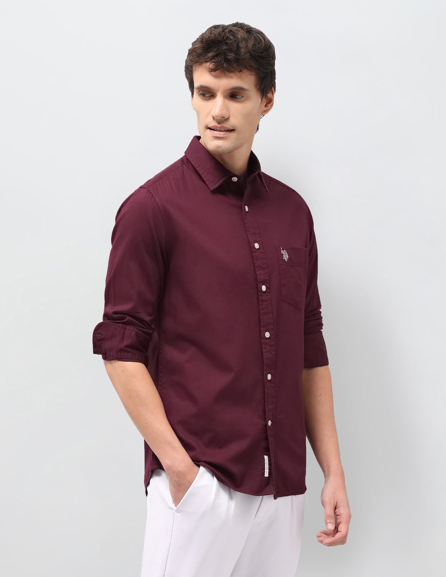 Solid Tailored Fit Shirt Red - U.S. Polo Assn. India | Large