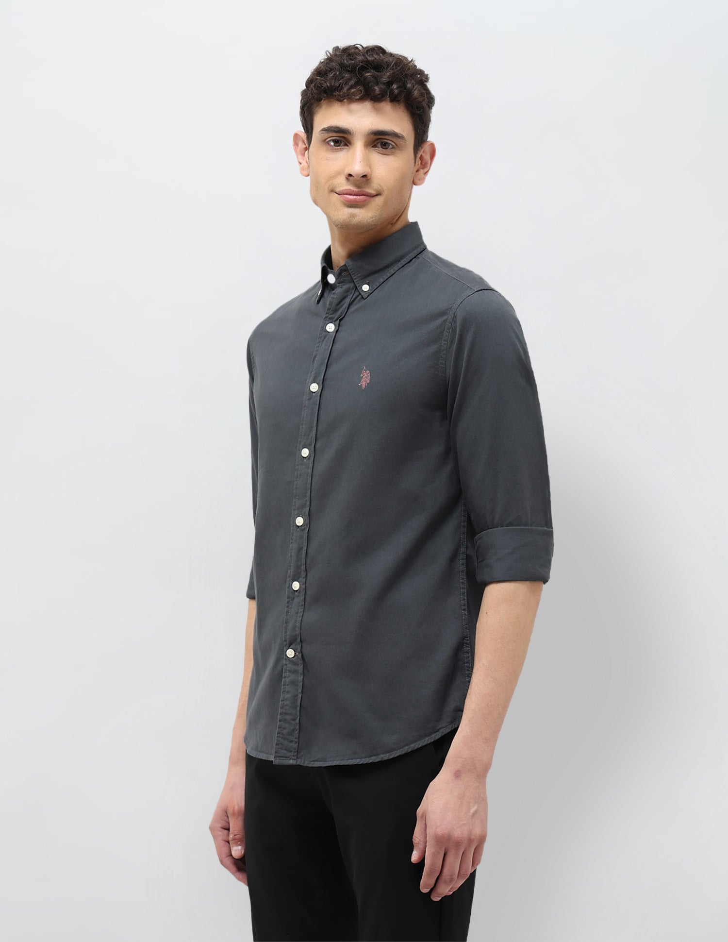 Twill Tailored Fit Shirt Dark Grey - U.S. POLO ASSN. | Large