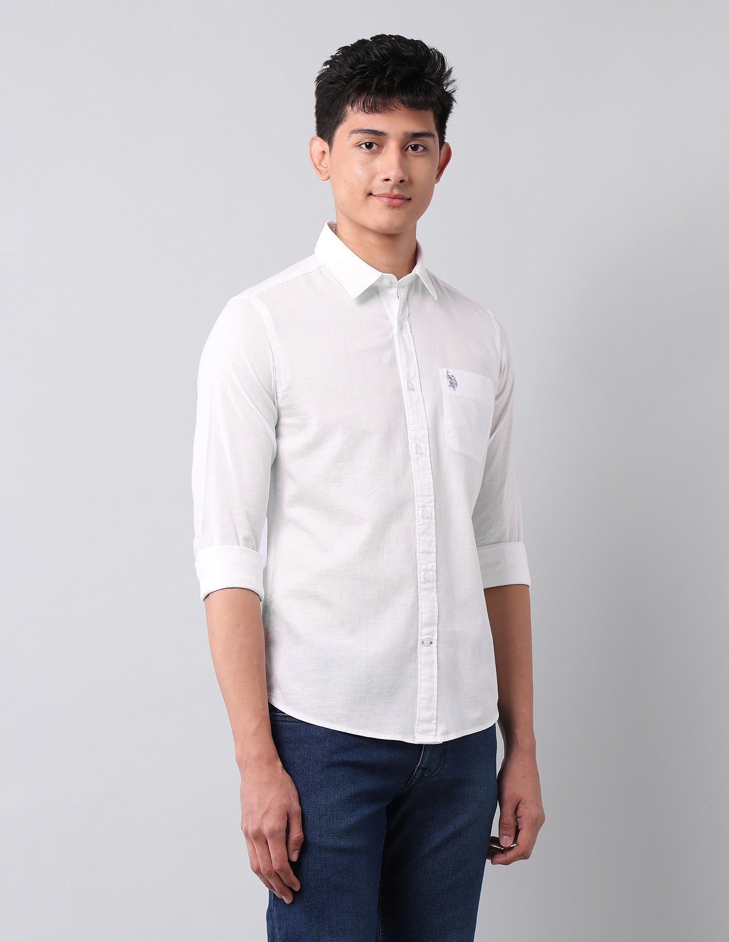 Solid Pure Cotton Shirt White - U.S. Polo Assn. India | Large
