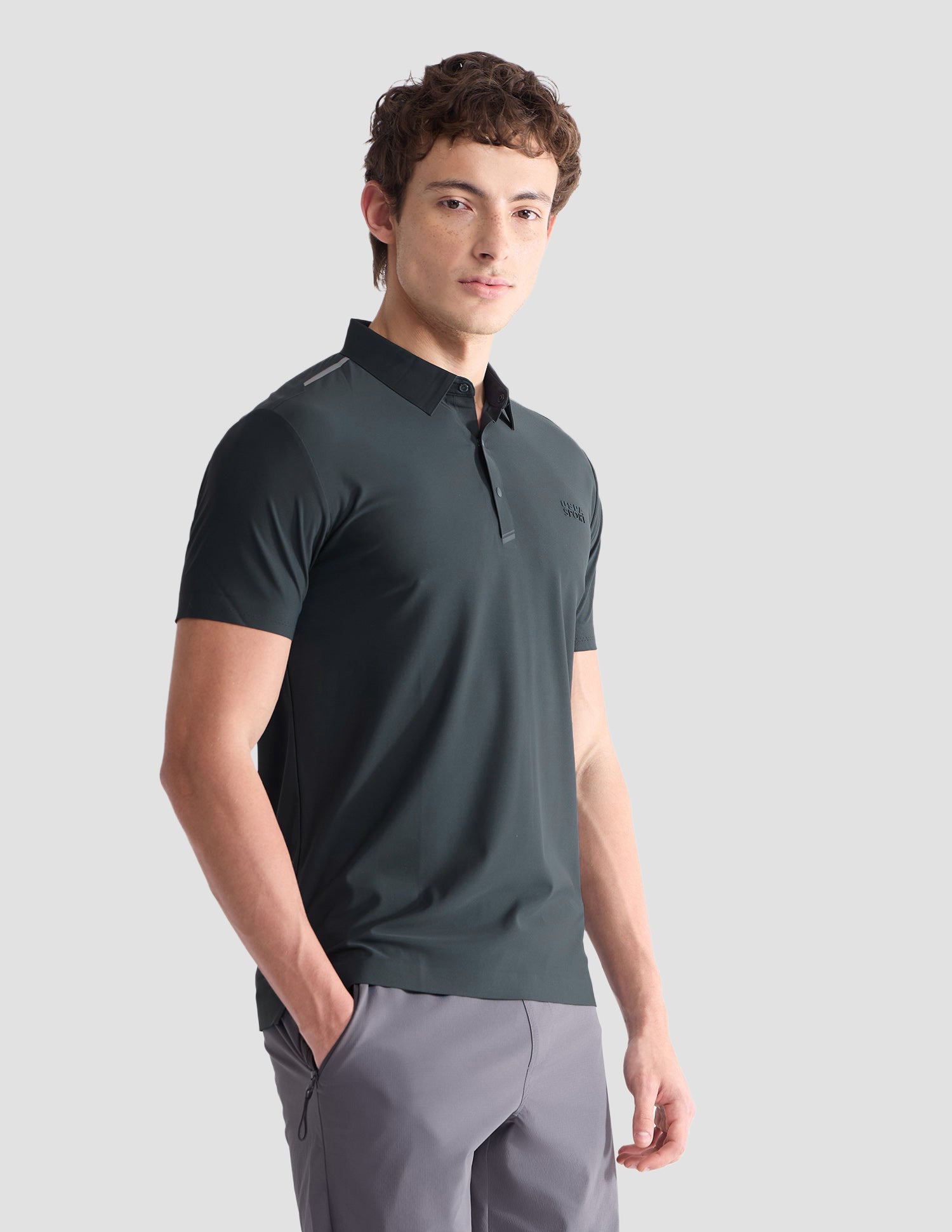 Solid Slim Fit Active Polo Shirt Dark Green - U.S. Polo Assn. India | Large
