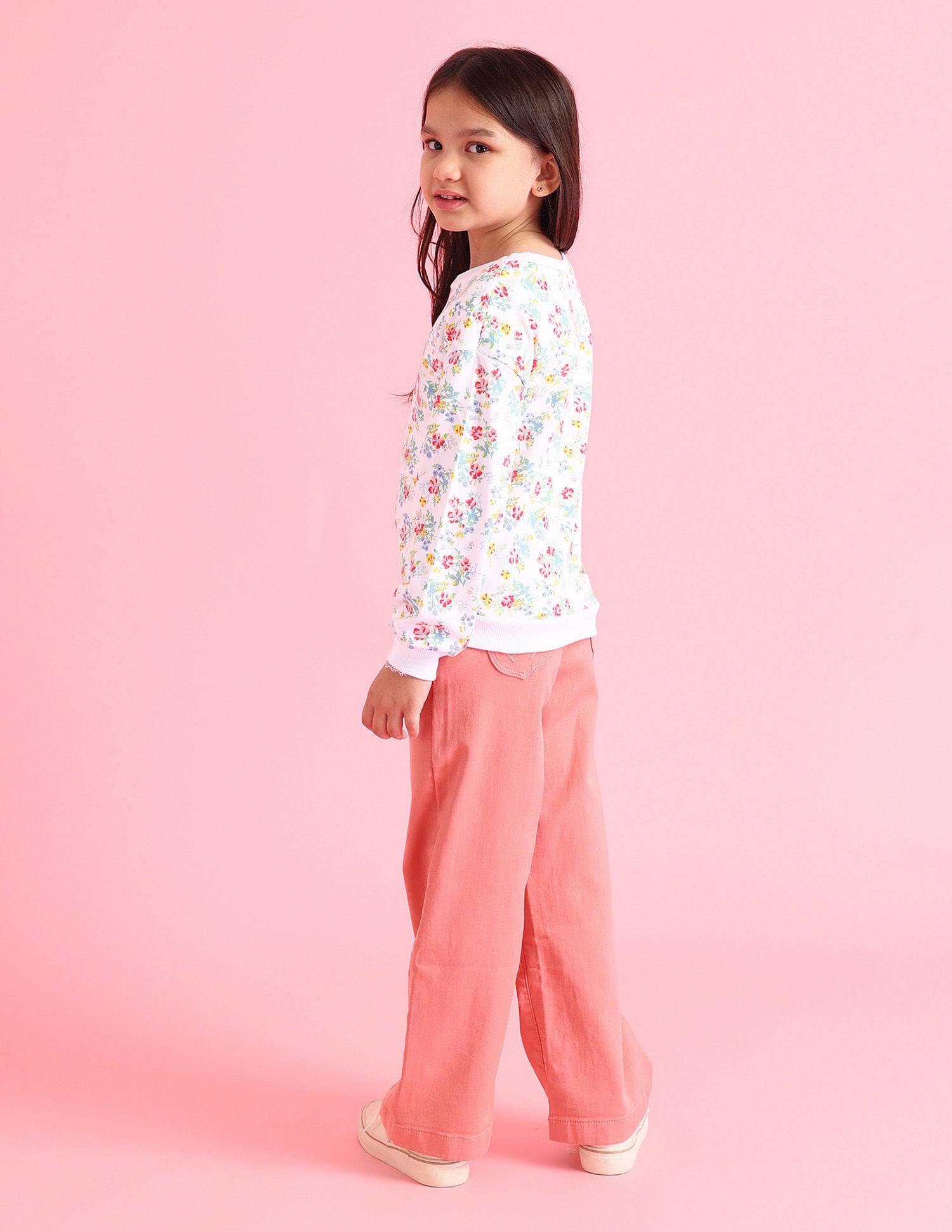 Girls All Over Printed Sweatshirt Off White - U.S. POLO ASSN. | Large